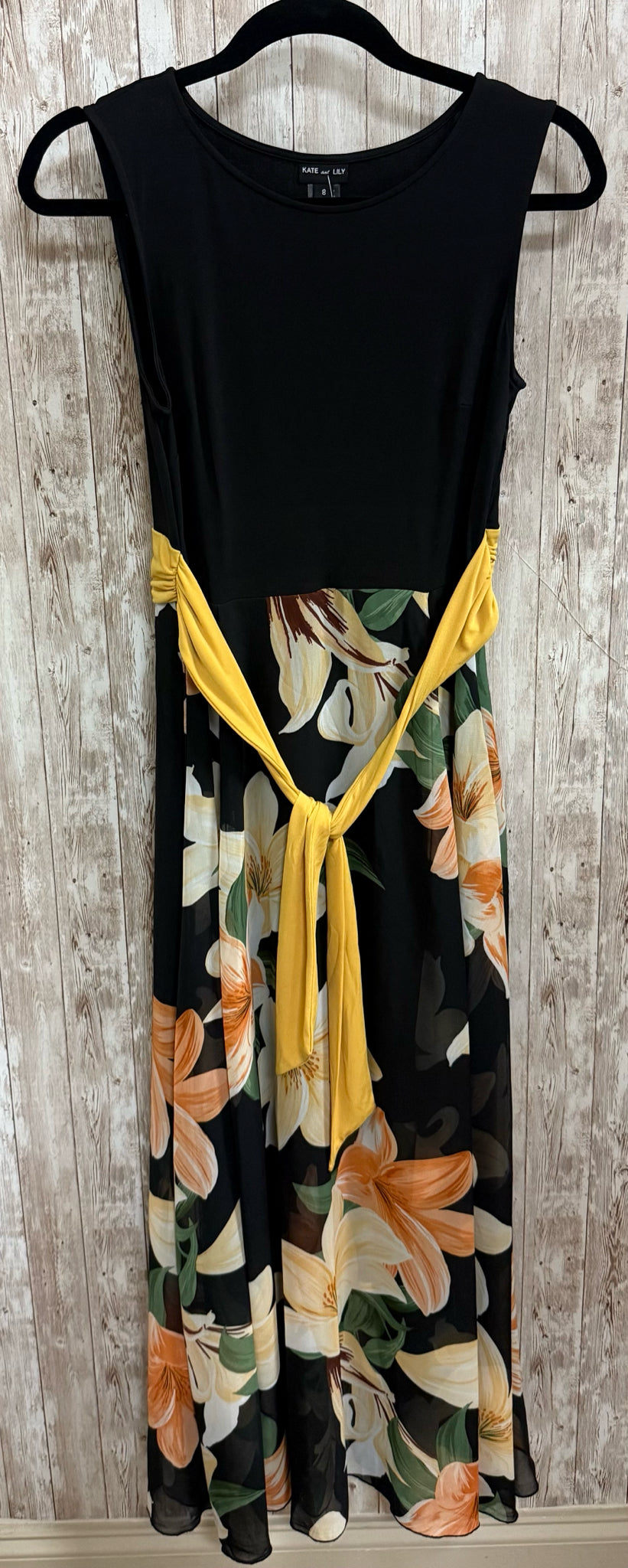 Size 8 KATE AND LILY Black Print Dress
