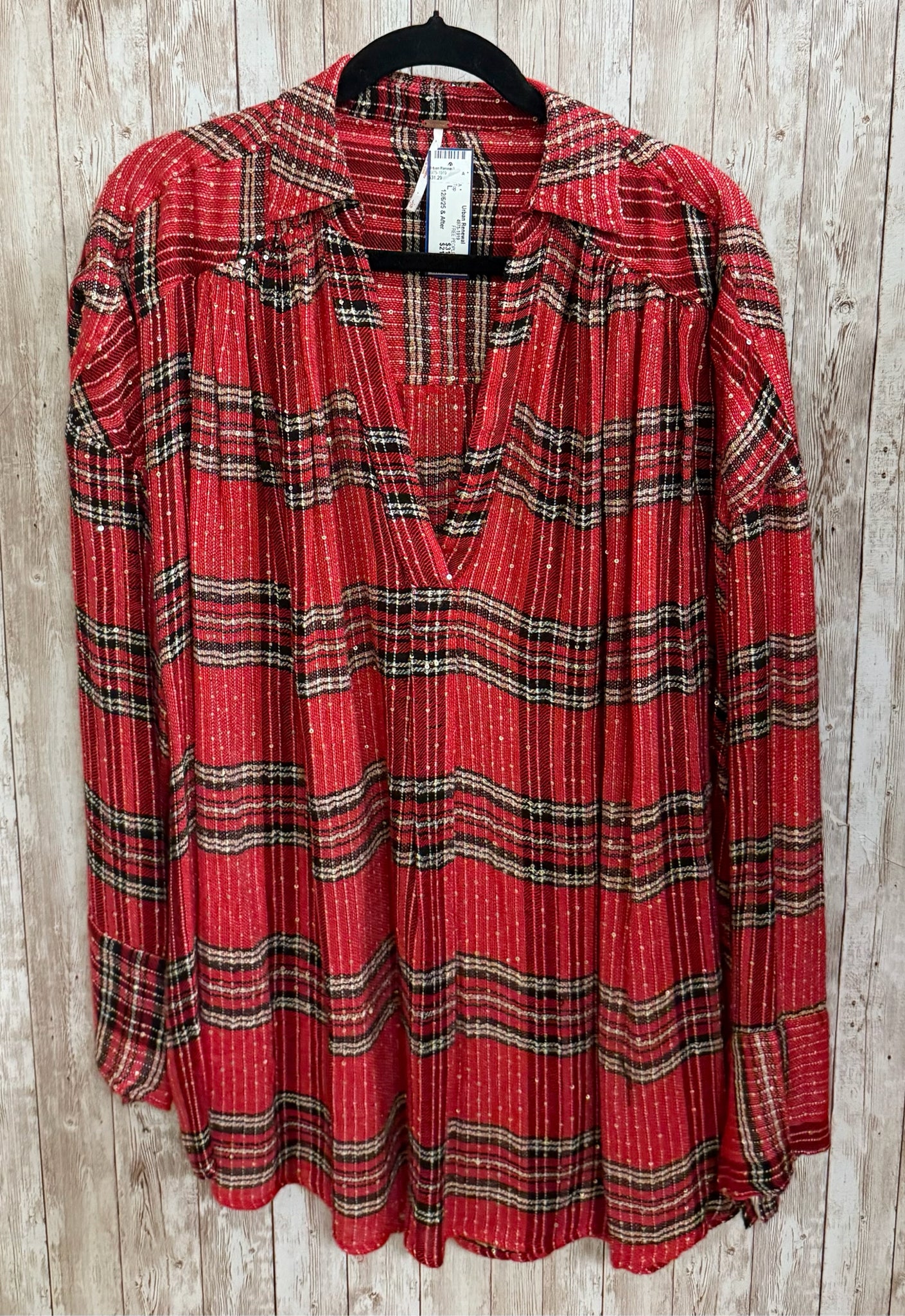 Size L FREE PEOPLE Red Plaid Top