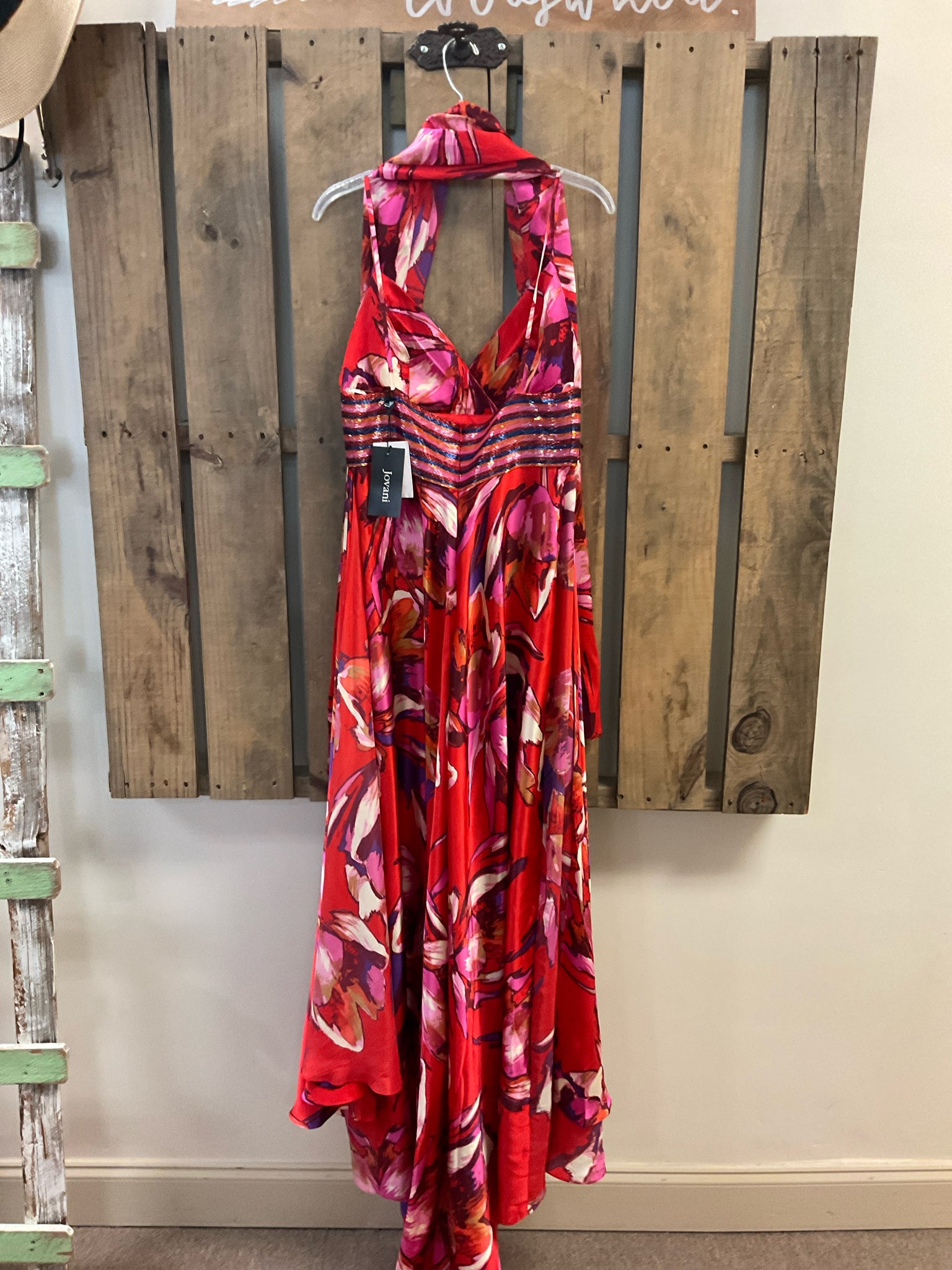 Size 12 JOVANI Red Print Dress