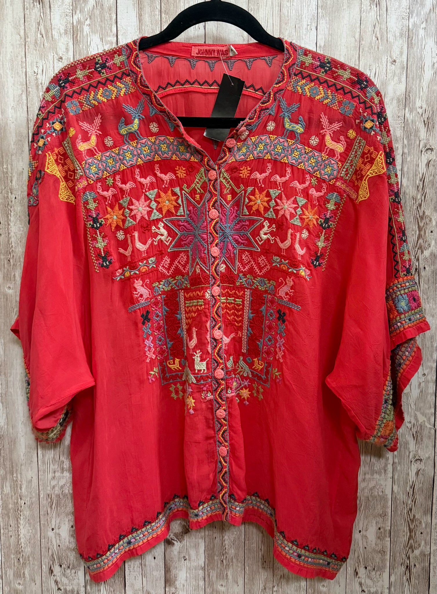 Size M JOHNNY WAS Red Print Top