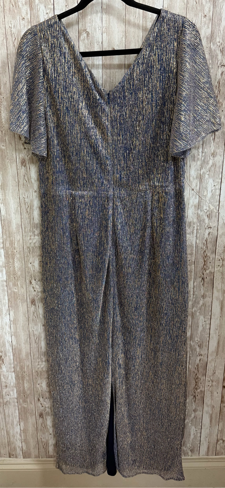 Size 14 ALEX EVENINGS BLUE AND GOLD Dress