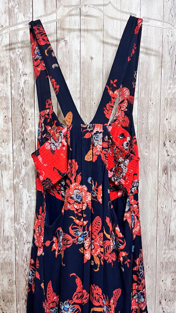 Size M FREE PEOPLE RED AND NAVY Dress