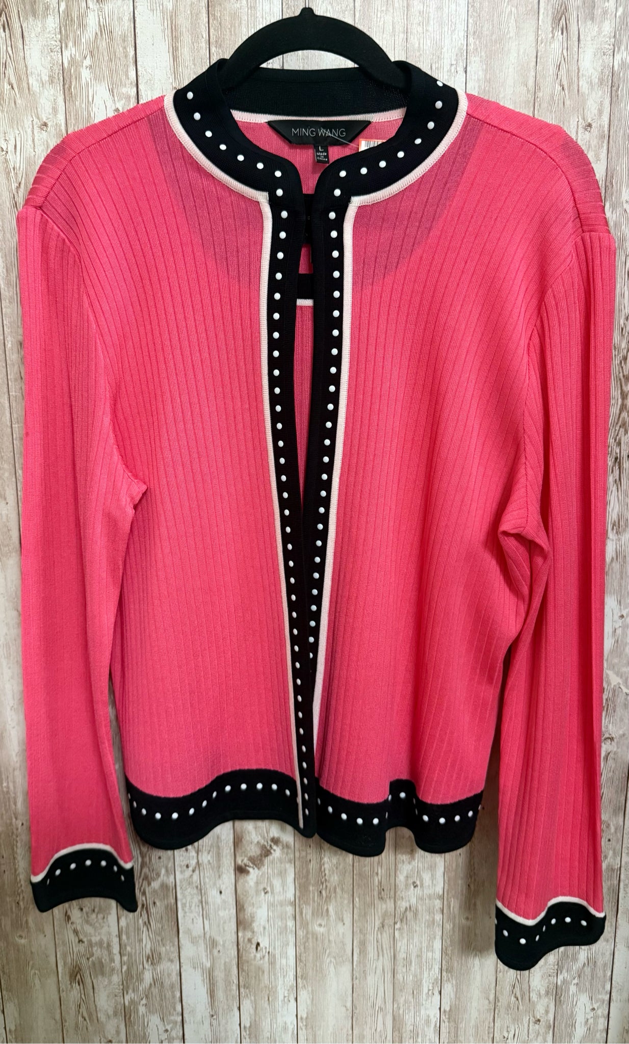 Size L MING WANG PINK AND BLACK 2 PC Top