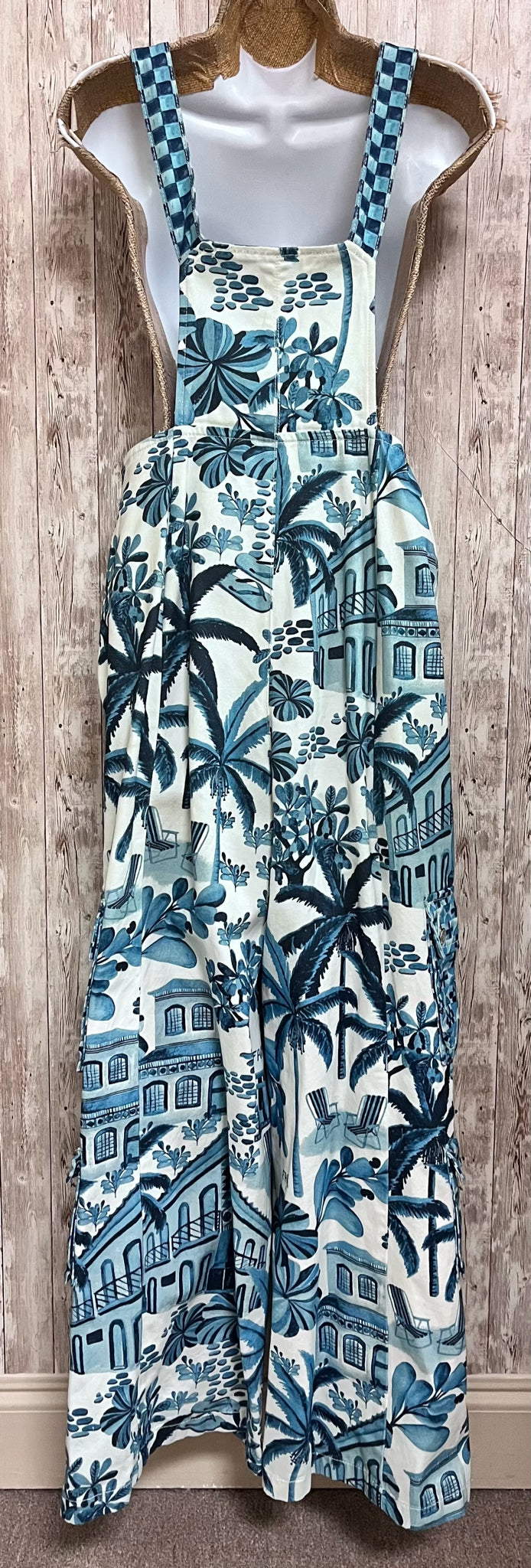 FARM RIO Size S Blue Print Overalls
