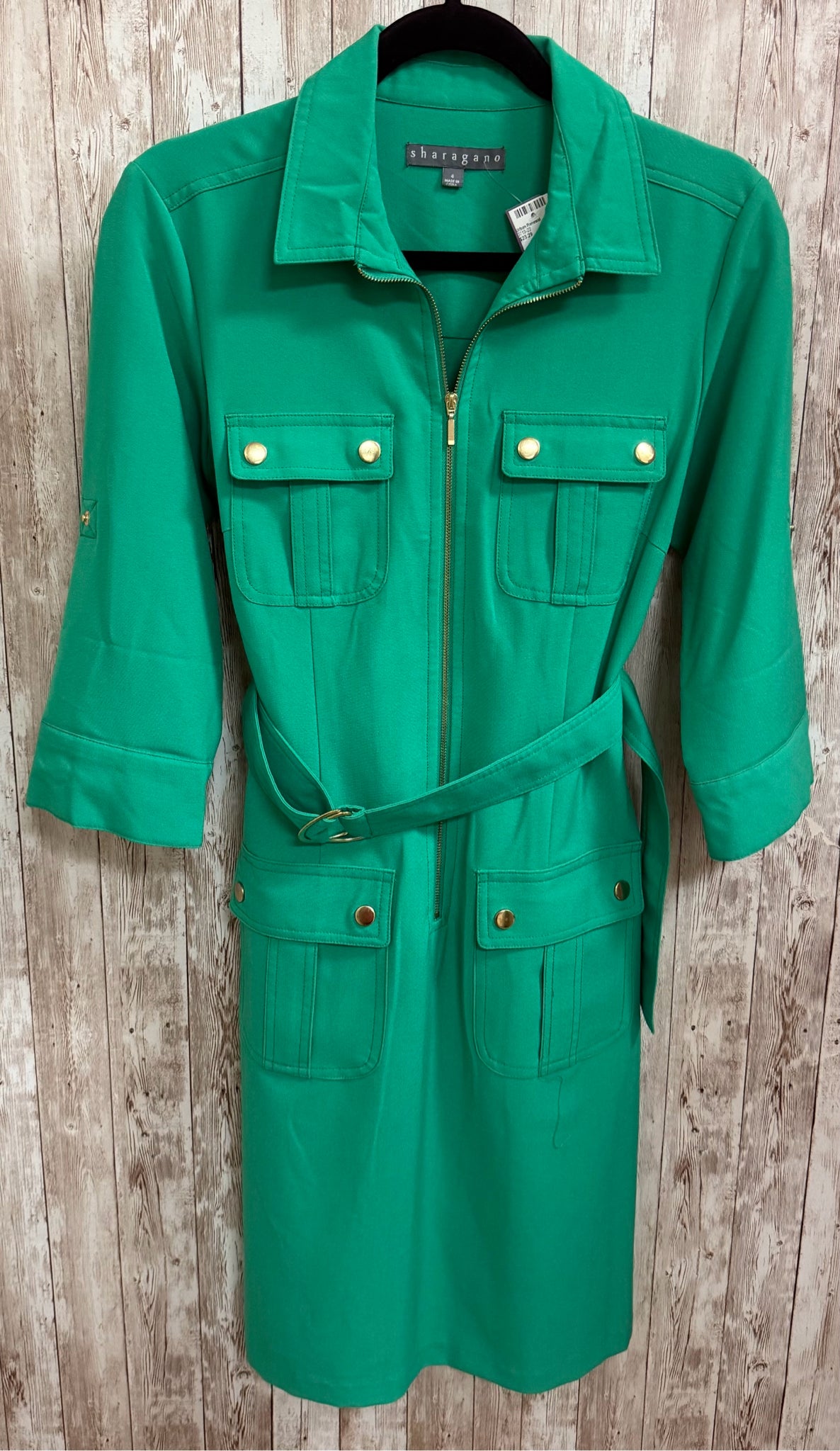Size 4 SHARAGANO KELLY GREEN Dress
