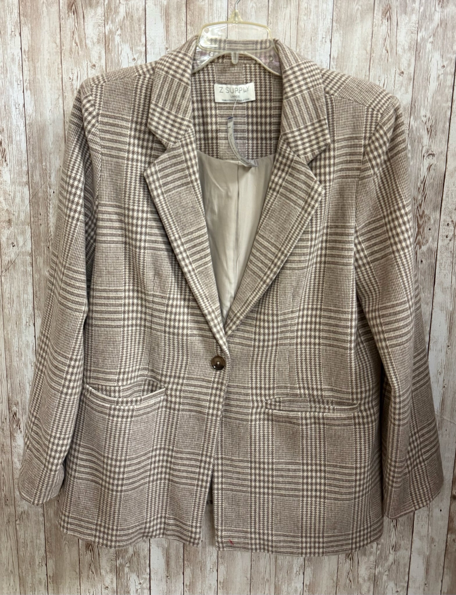 Size L Z SUPPLY TAN PLAID Blazer