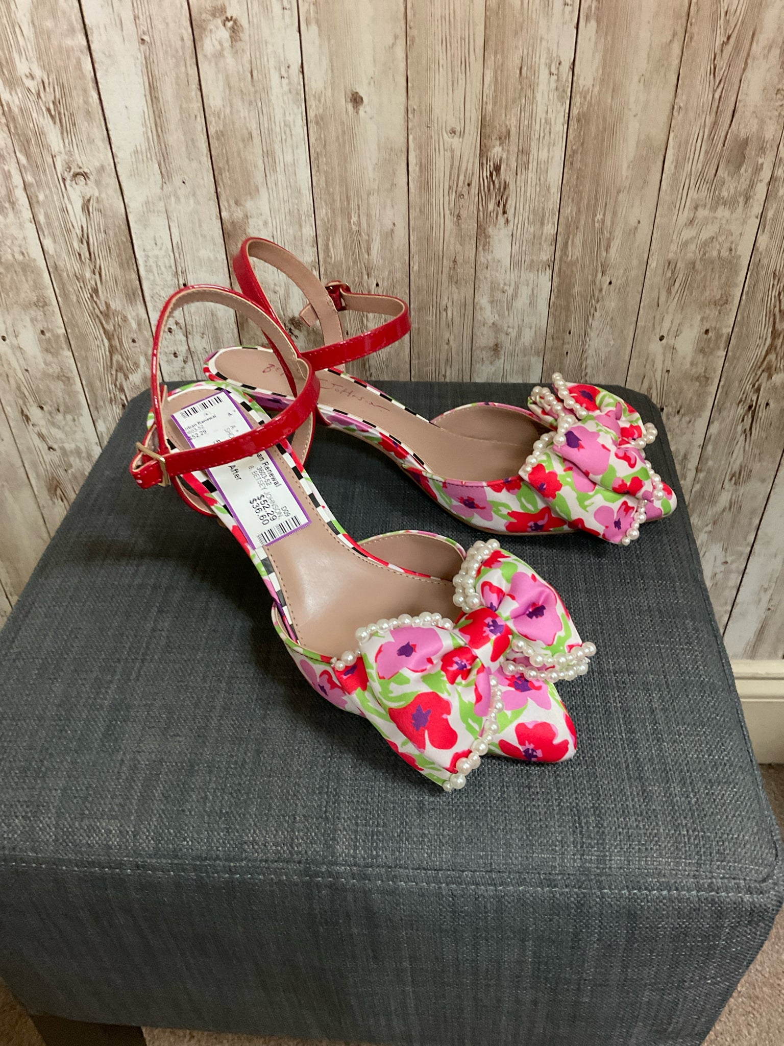 8 BETSEY JOHNSON RED FLORAL SHOES