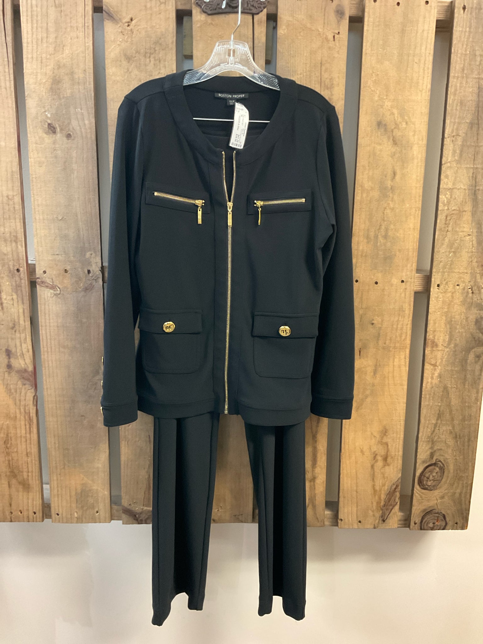 BOSTON PROPER Size M Black 2 PC PANT SET