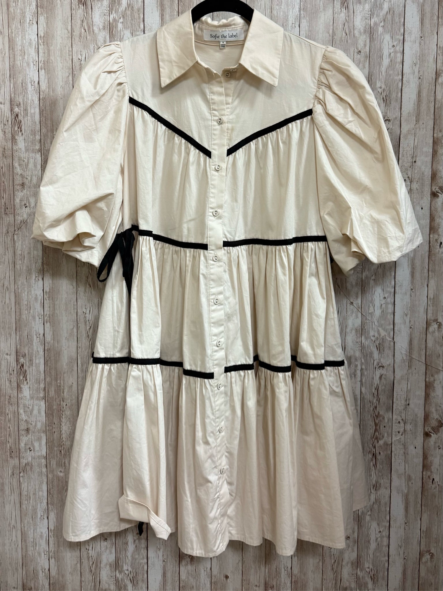 Size S SOFIE THE LABEL CREAM AND BLACK Dress