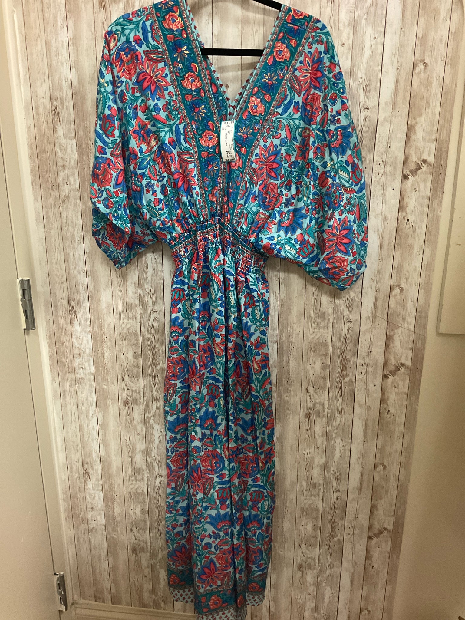 Size M Lapogee BLUE AND ORANGE FLORAL Dress