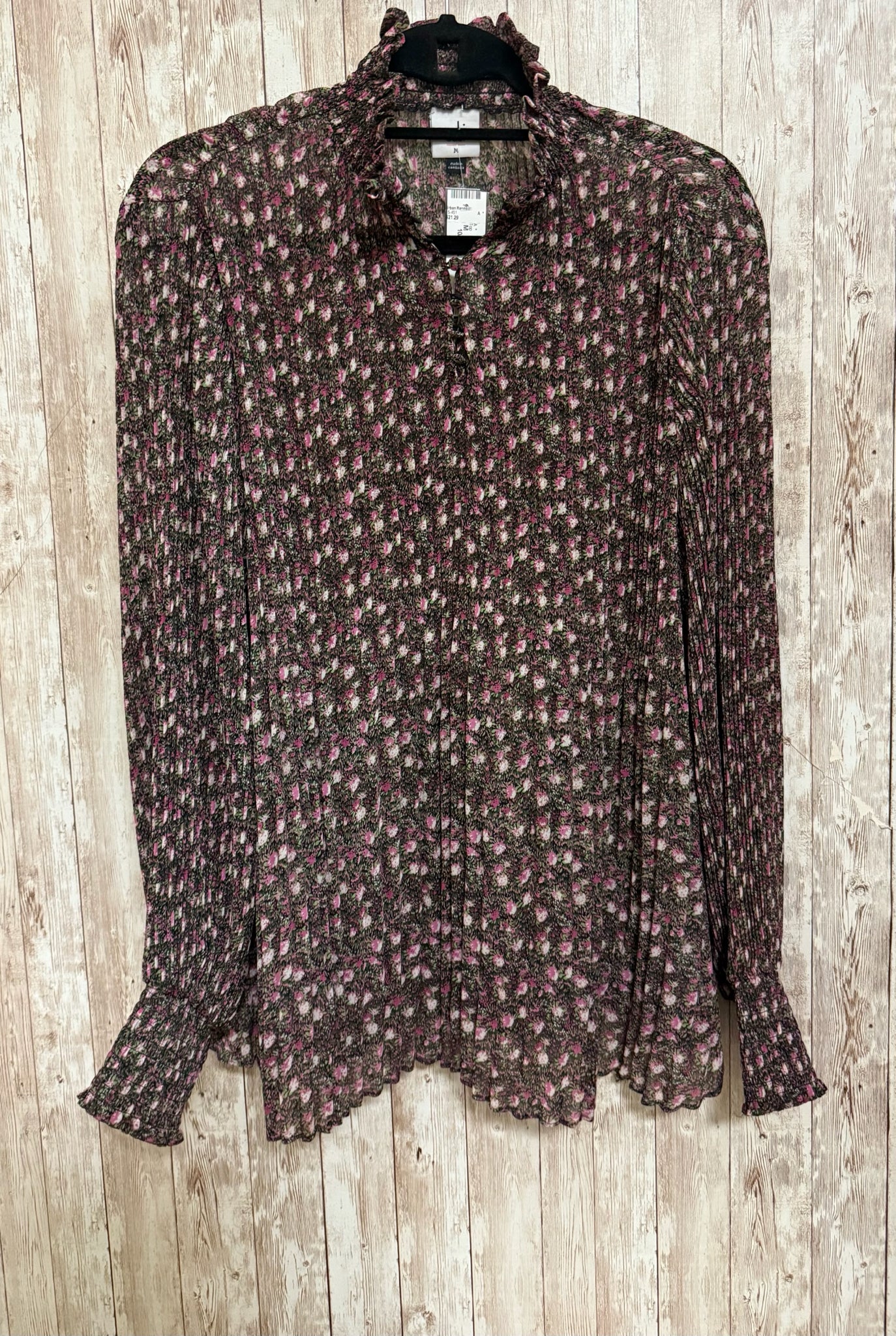 CABI Size M BLACK AND PINK FLORAL Top