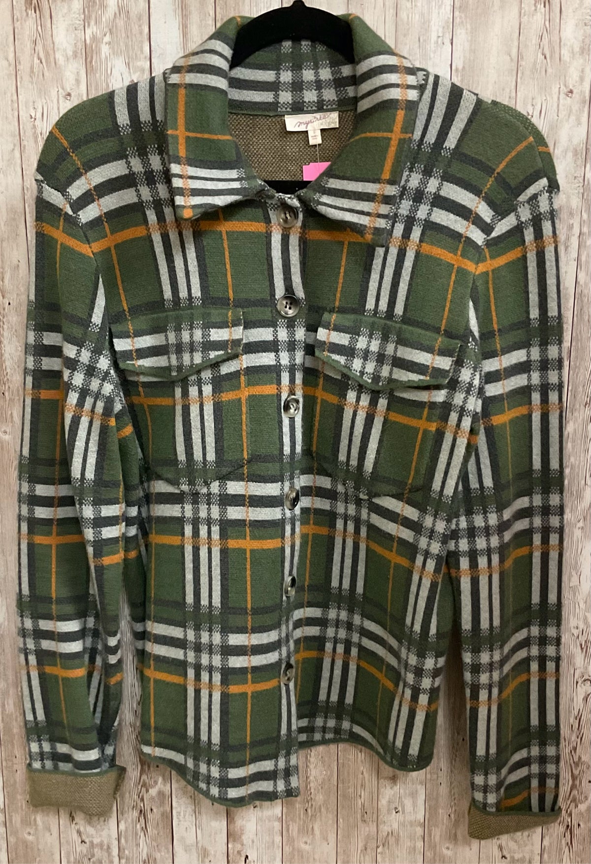 Size S MYSTREE OLIVE PLAID Top