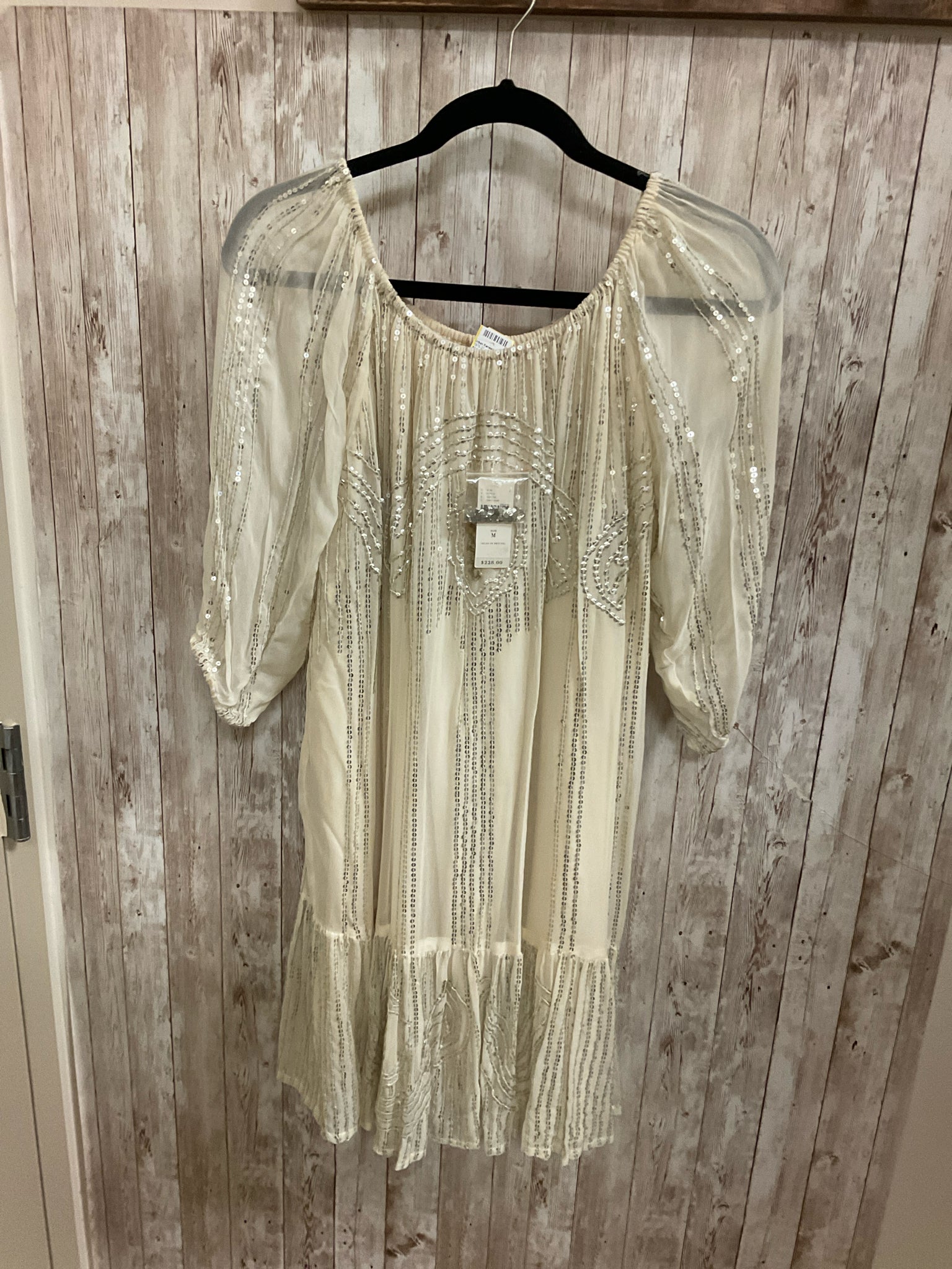 Size M CAROLINA K CREAM AND SILVER Dress