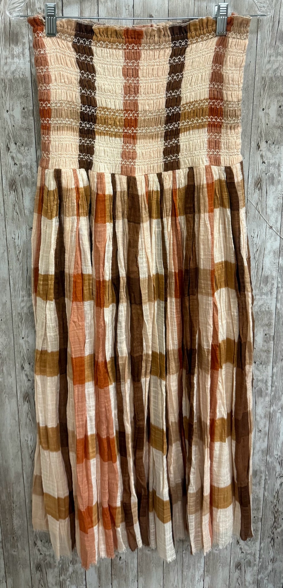 Size L FREE PEOPLE CREAM AND BROWN STRIPE Dress