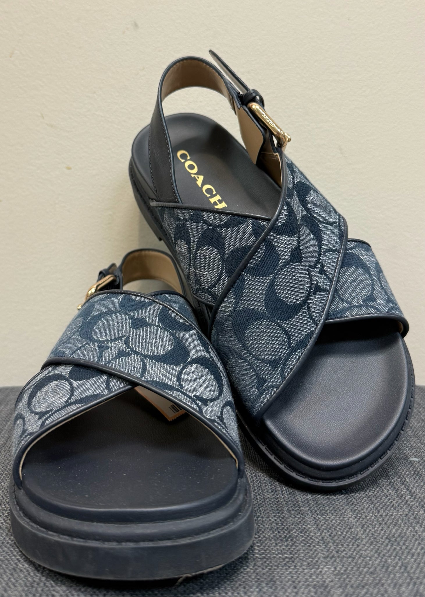 6 COACH Navy Sandals