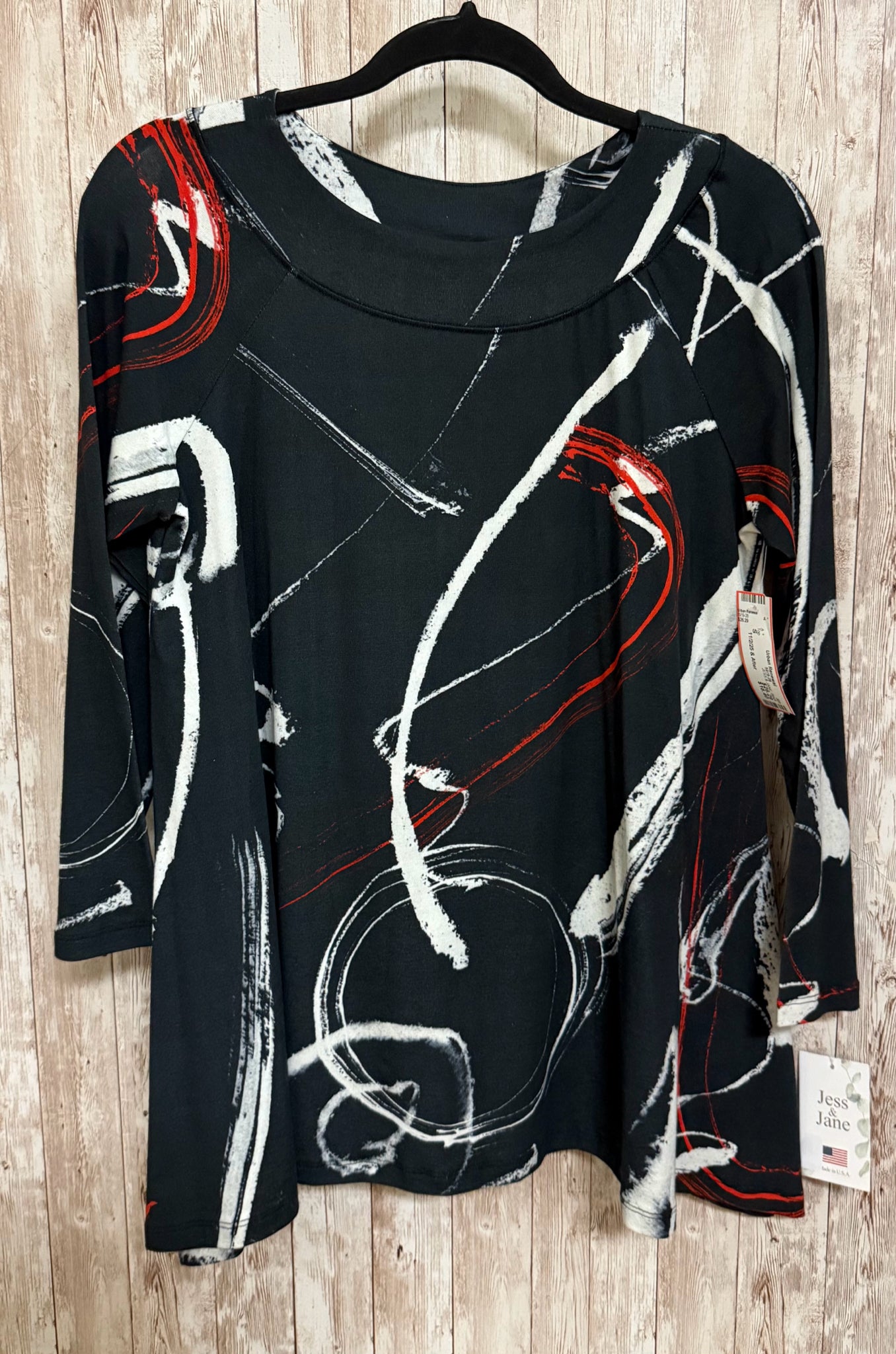 JESS & JANE Size S Black Print Top