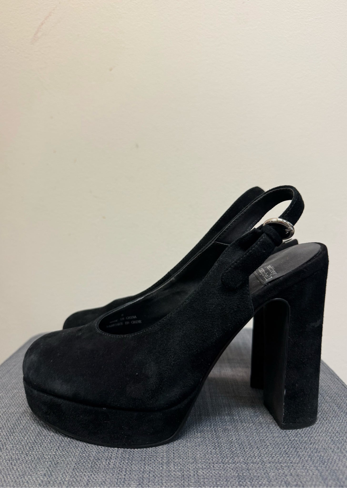JEFFREY CAMPBELL 8 BLACK SUEDE SHOES
