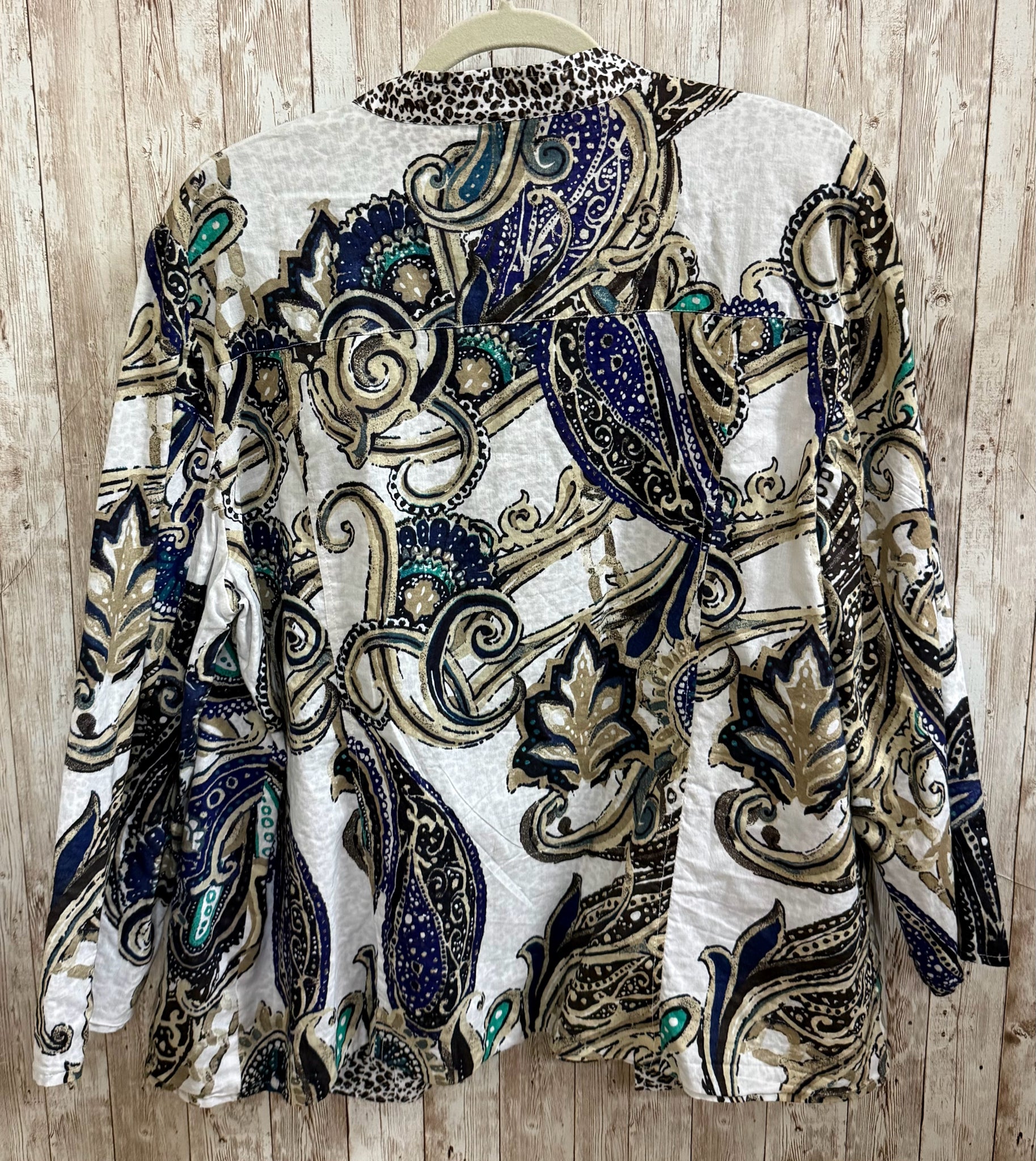 Size XL CHICO'S BROWN AND WHITE PRINT Jacket
