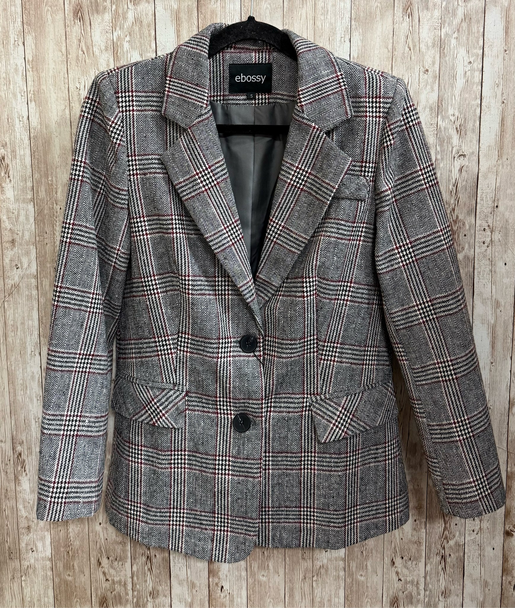 Size S EBOSSY BLACK AND BURGUNDY Blazer