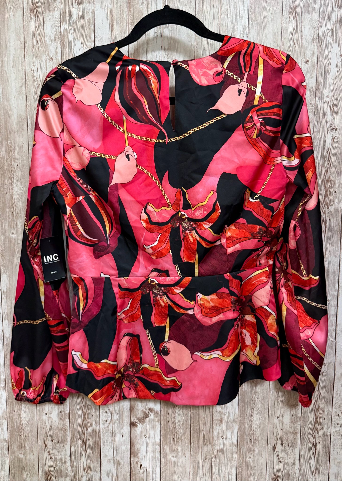 INC Size 8P RED AND BLACK PRINT Top