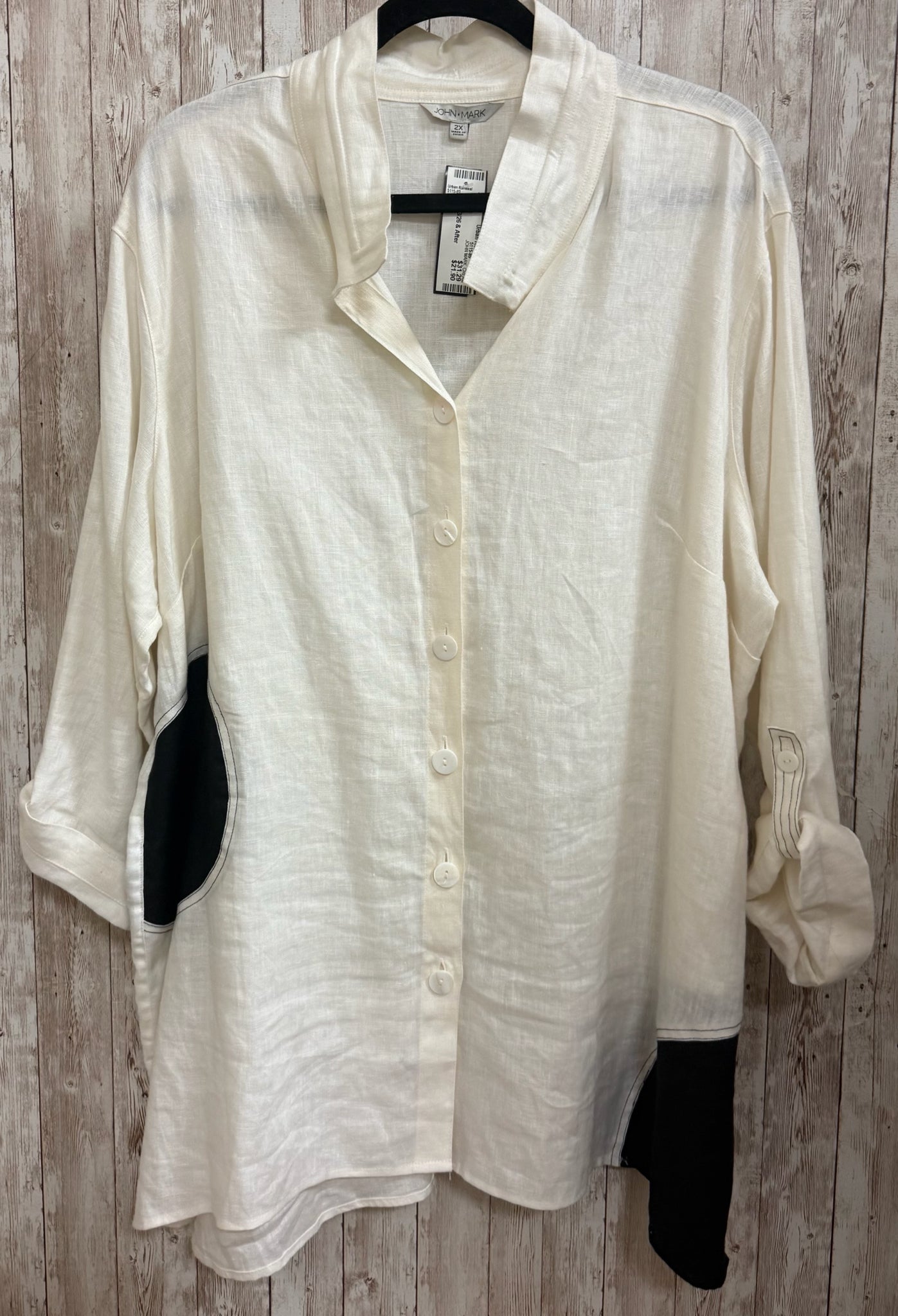 JOHN MARK CREAM AND BLACK Women Size 2X Tunic