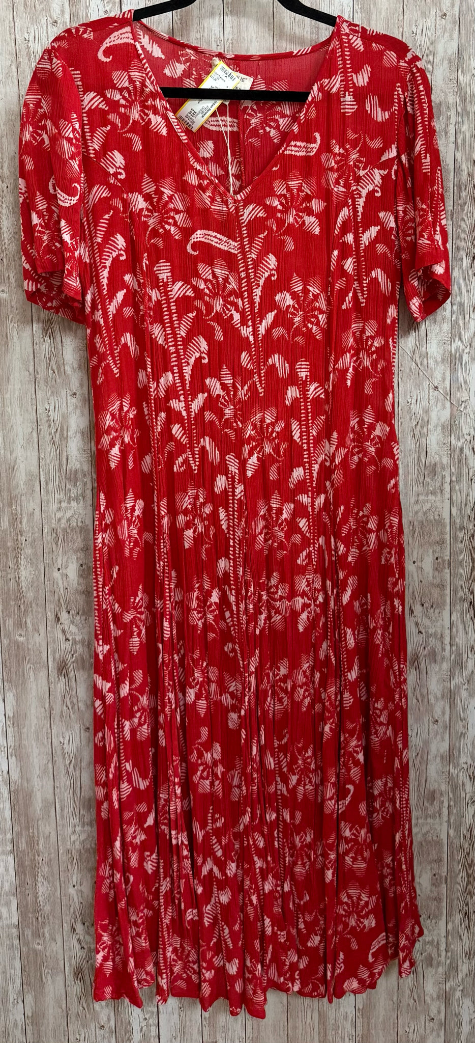 Size L ORIENTIQUE RED AND WHITE PRINT Dress