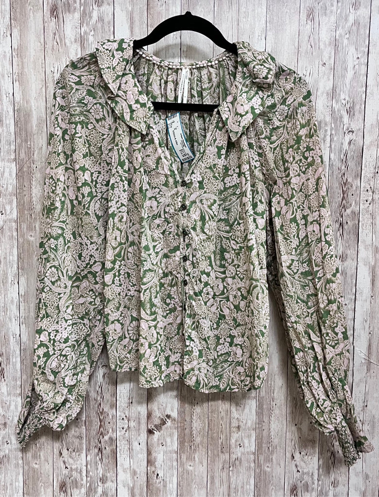 Size S ANTHROPOLOGIE Green Print Top