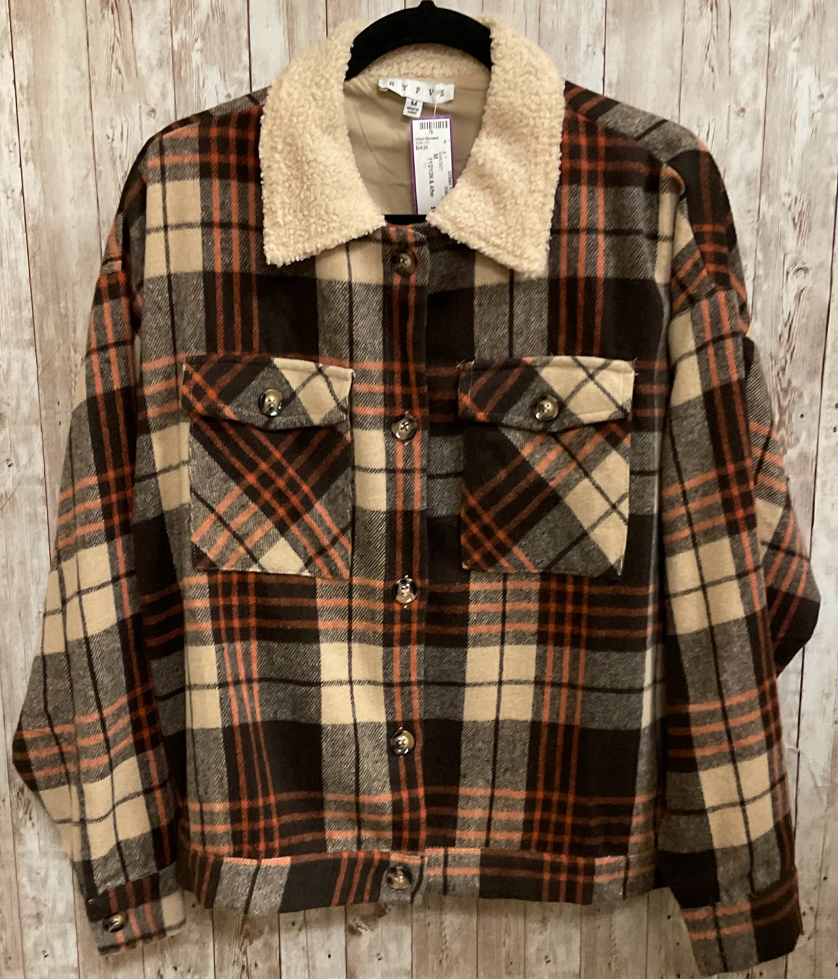 Size M HYFVE BROWN PLAID SHACKET