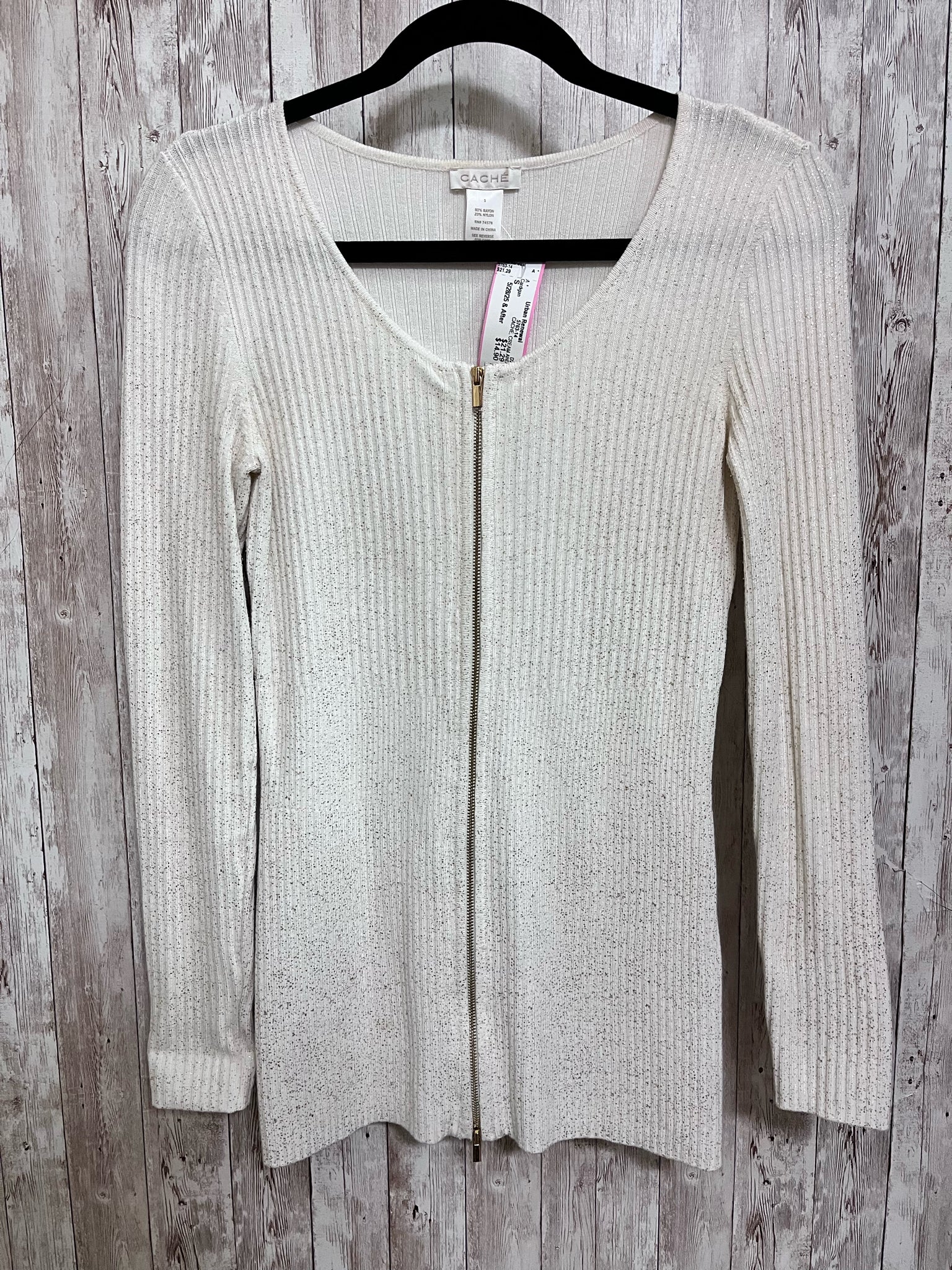 CACHE CREAM AND GOLD Size S Cardigan