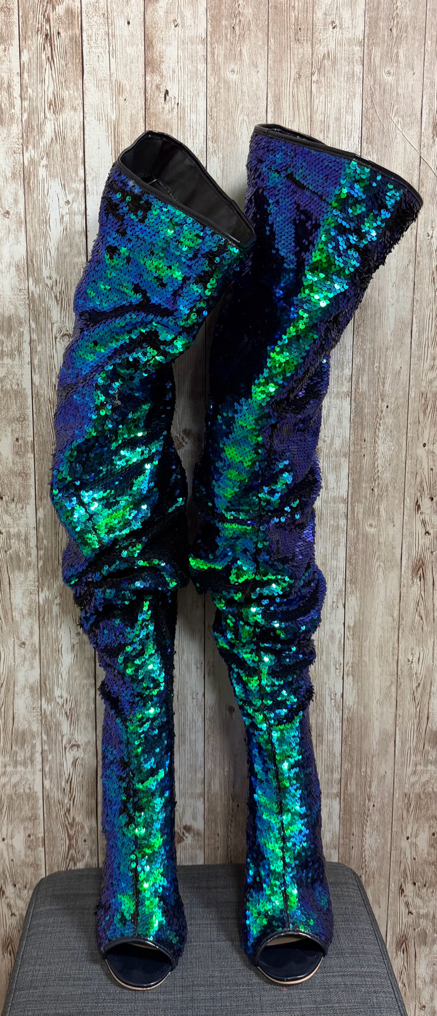 8 ELEGANT COLLECTION BLUE AND GREEN Boots