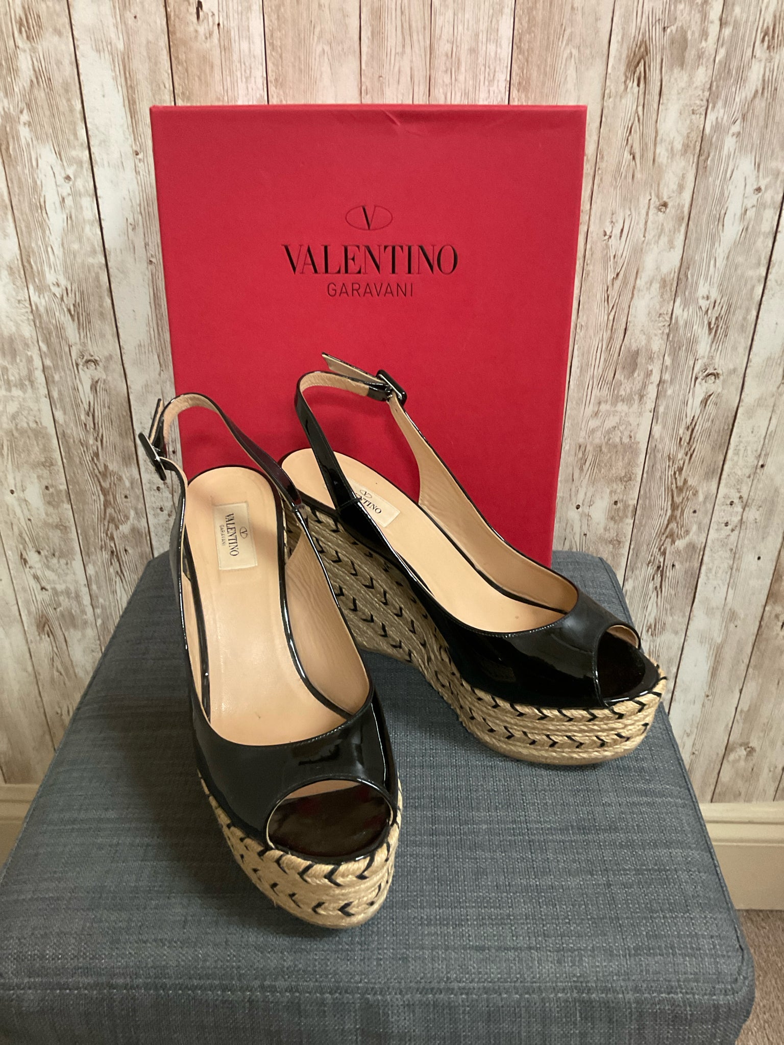 10 VALENTINO Black Wedges