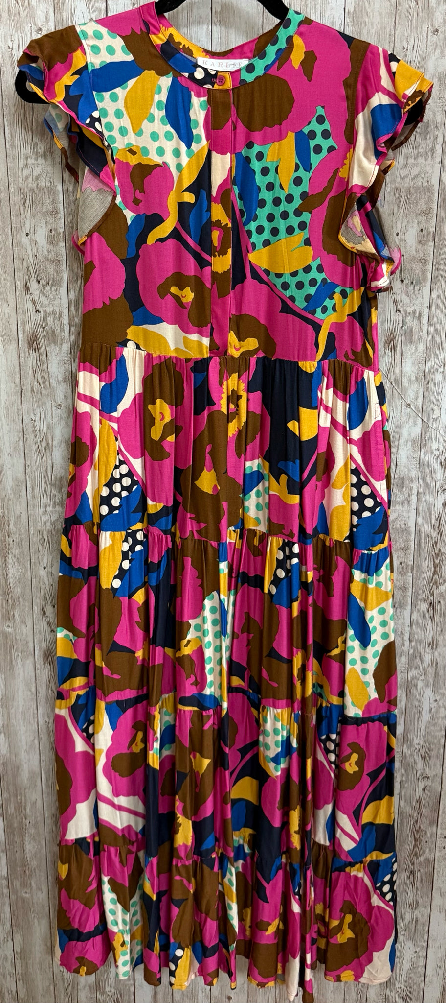 Size M KARLIE PINK AND YELLOW FLORAL Dress