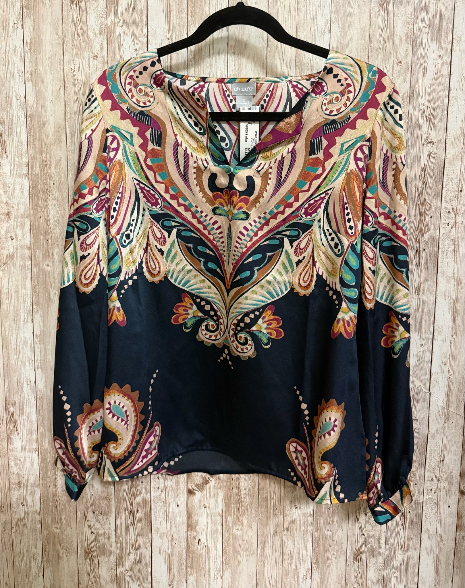 Size S CHICO'S NAVY MULTI Top
