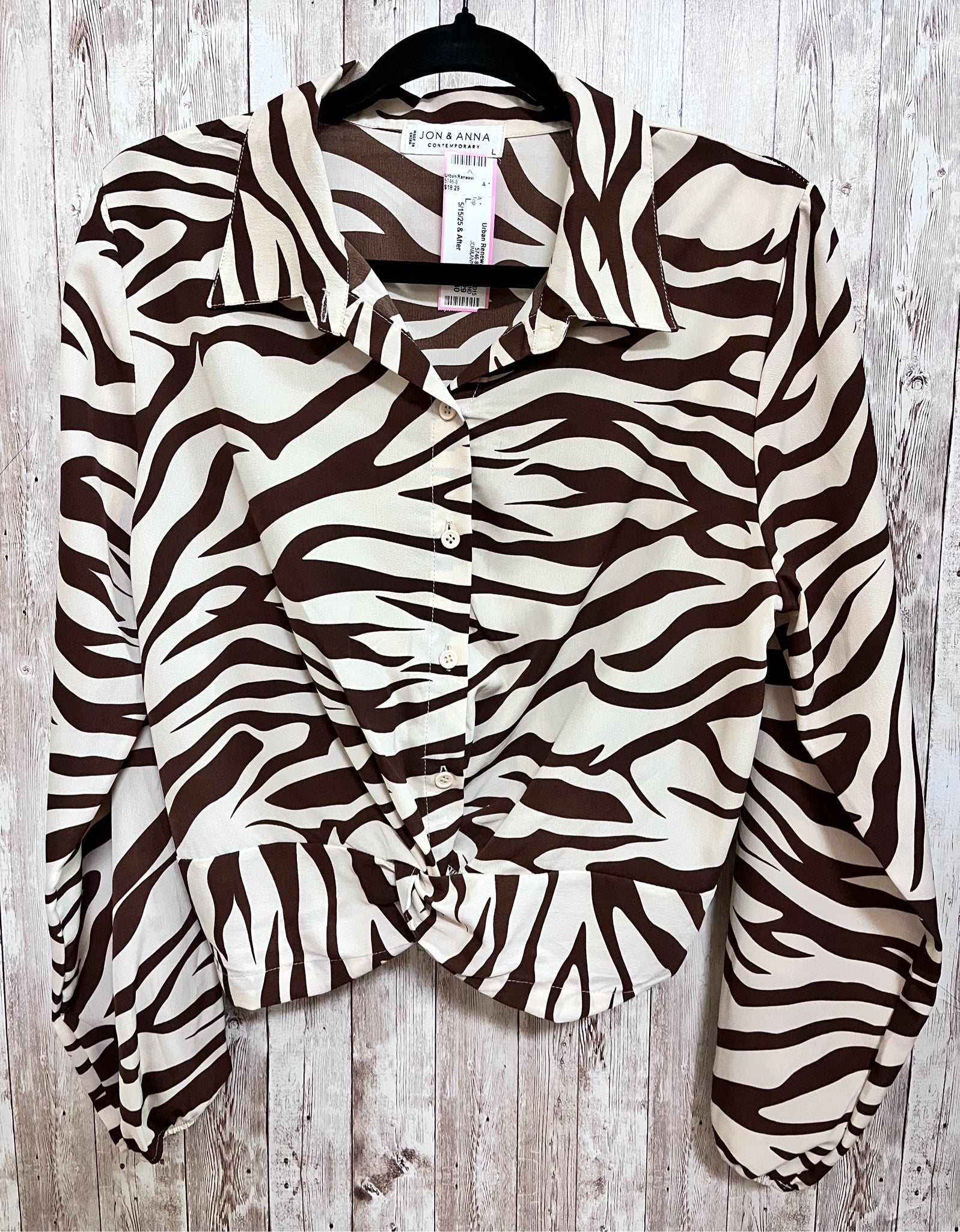 JON&ANNA Size L TAN AND BROWN Top