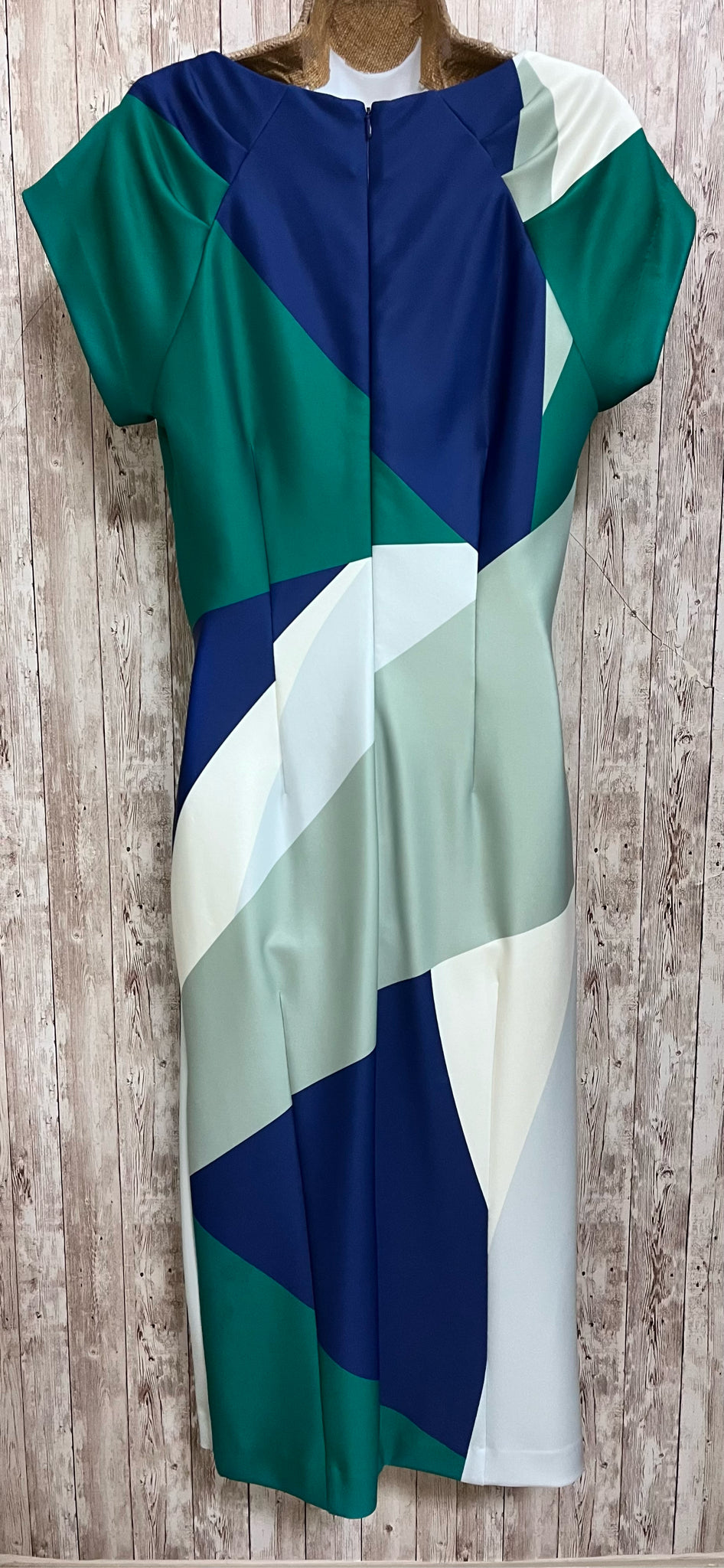 DONNA KARAN Size 8 GREEN AND BLUE MULTI Dress