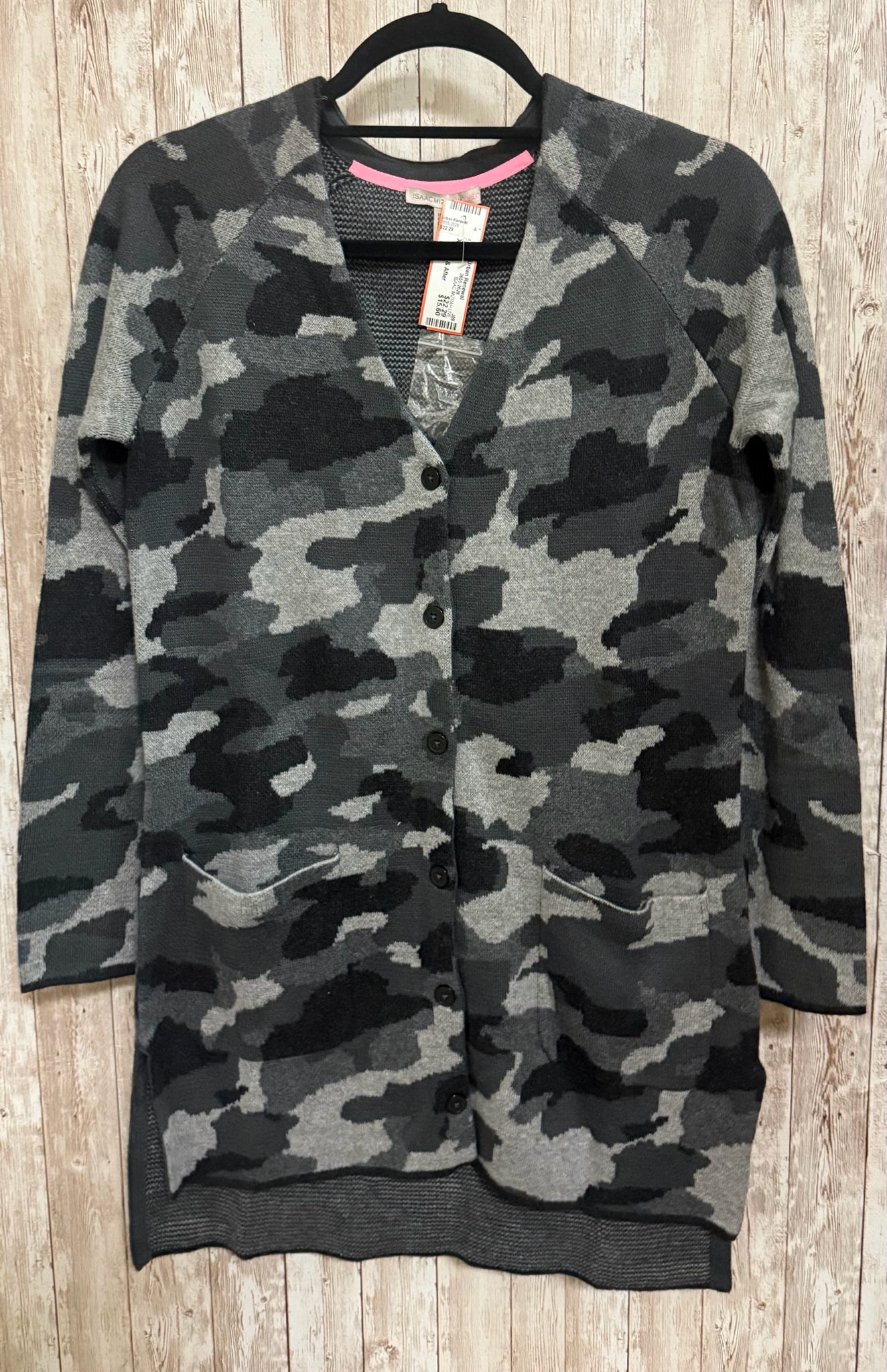 ISAAC MIZRAH LIVE Size XXS GRAY CAMO Cardigan
