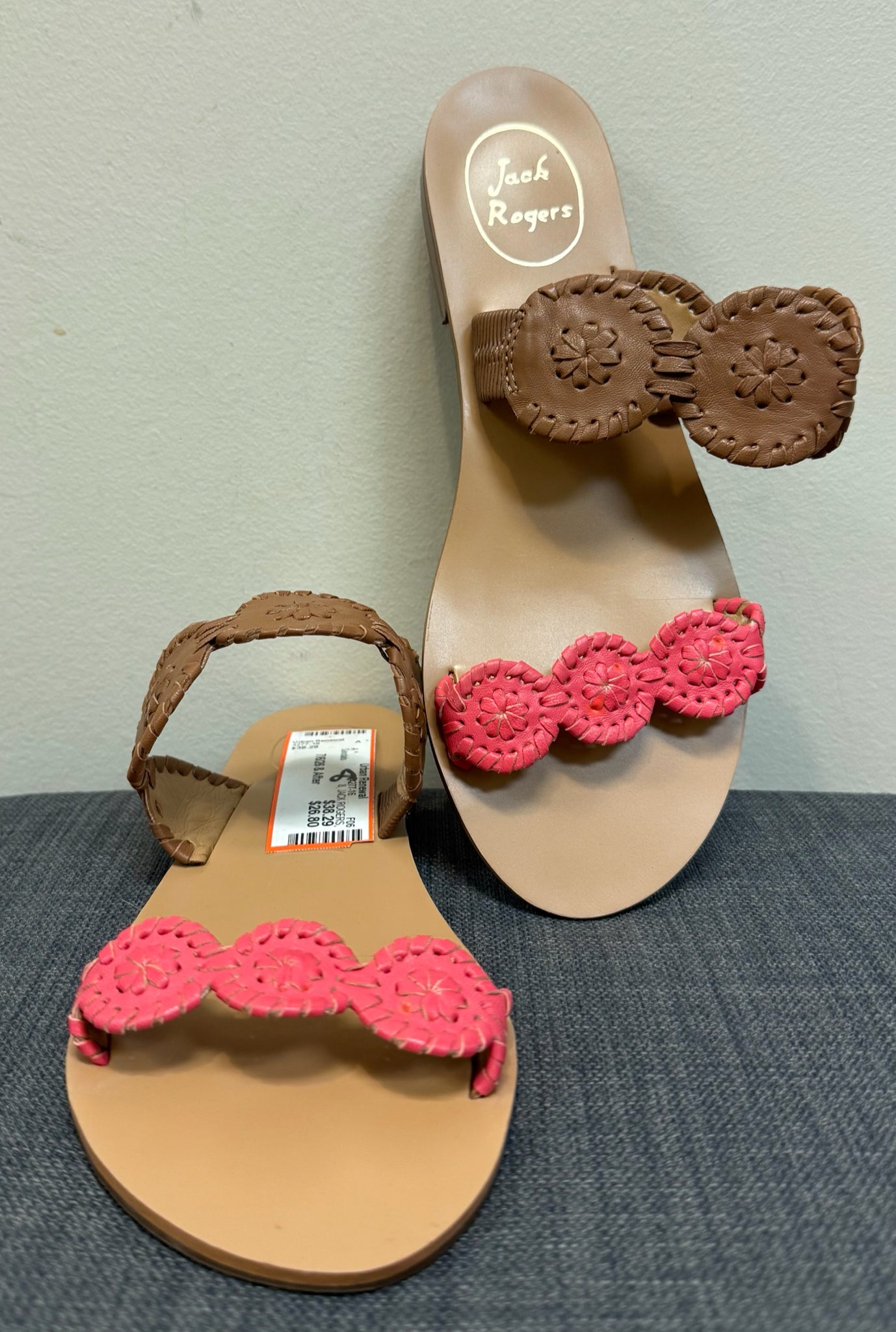 8 JACK ROGERS PINK AND BROWN Sandals