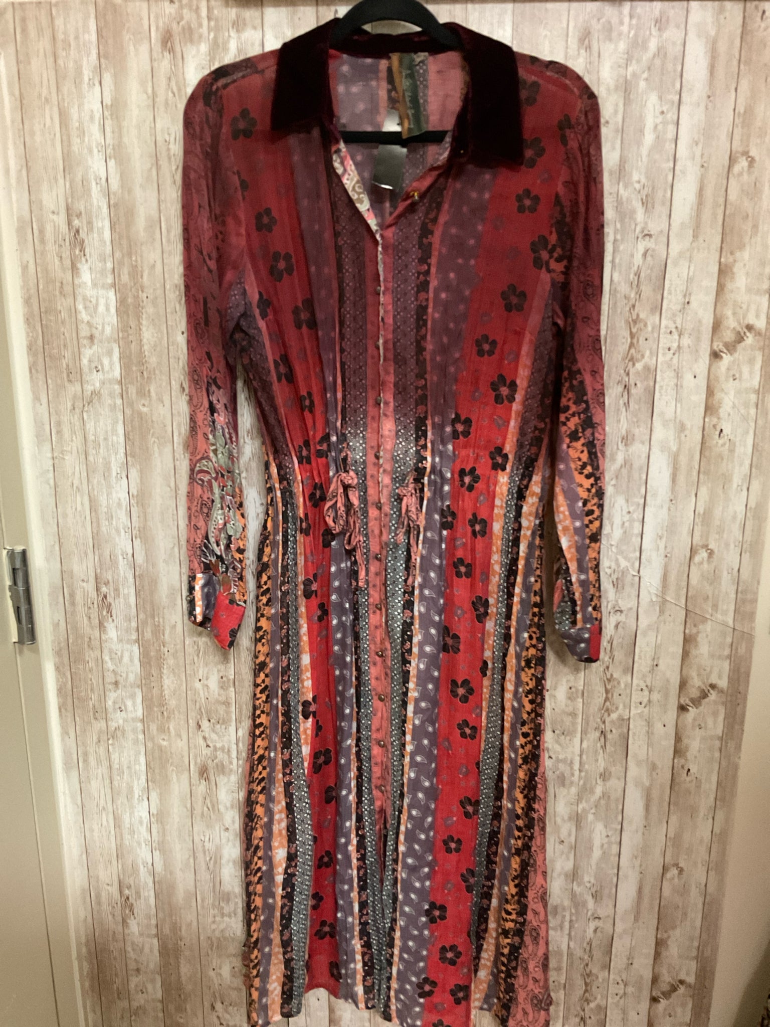 Aratta Silent Journey Size S BURGUNDY MULTI Duster
