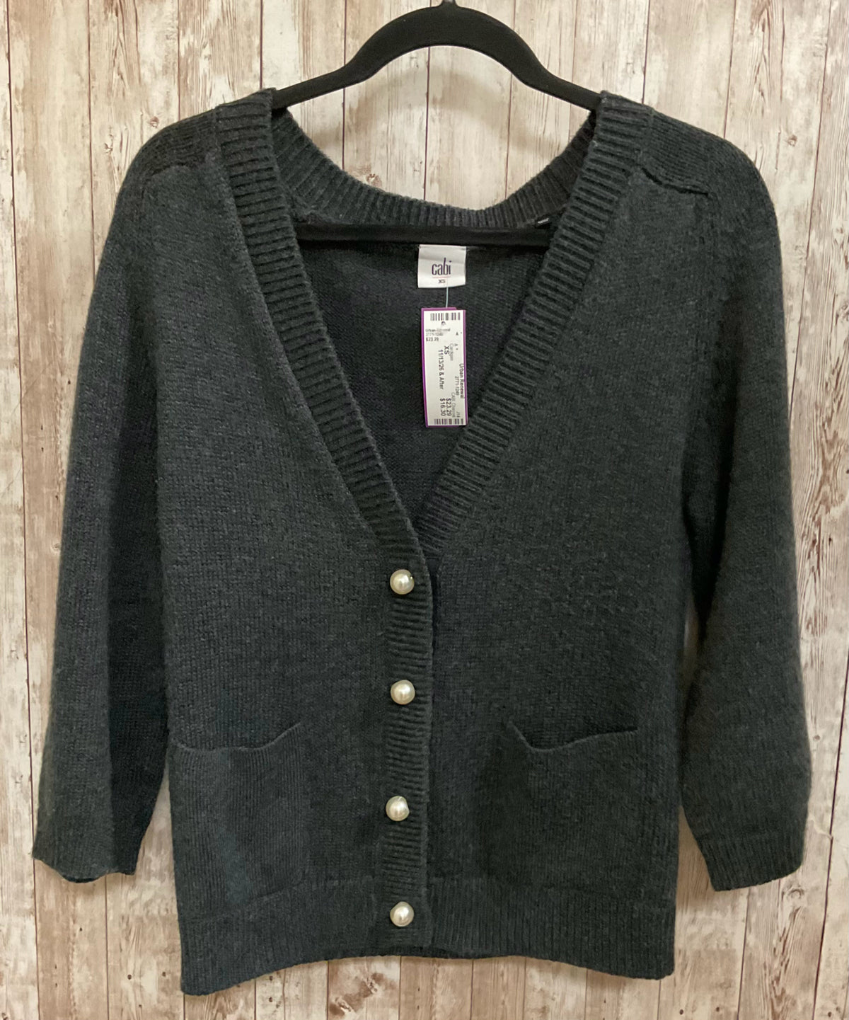 Size XS CABI Charcoal Cardigan