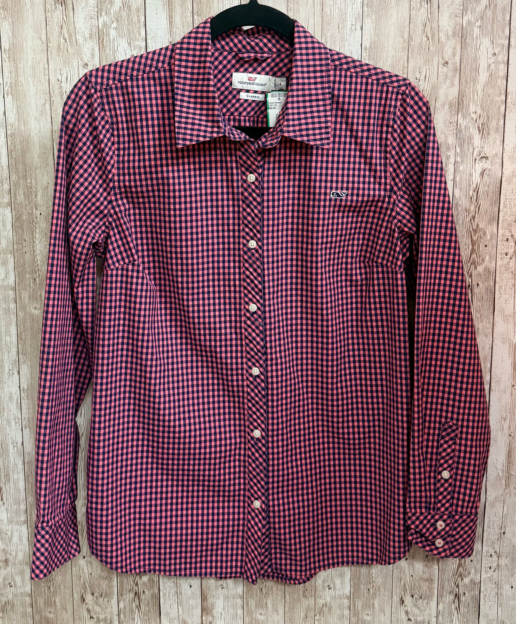 Size 4 VINEYARD VINES PINK AND BLUE PLAID Shirt
