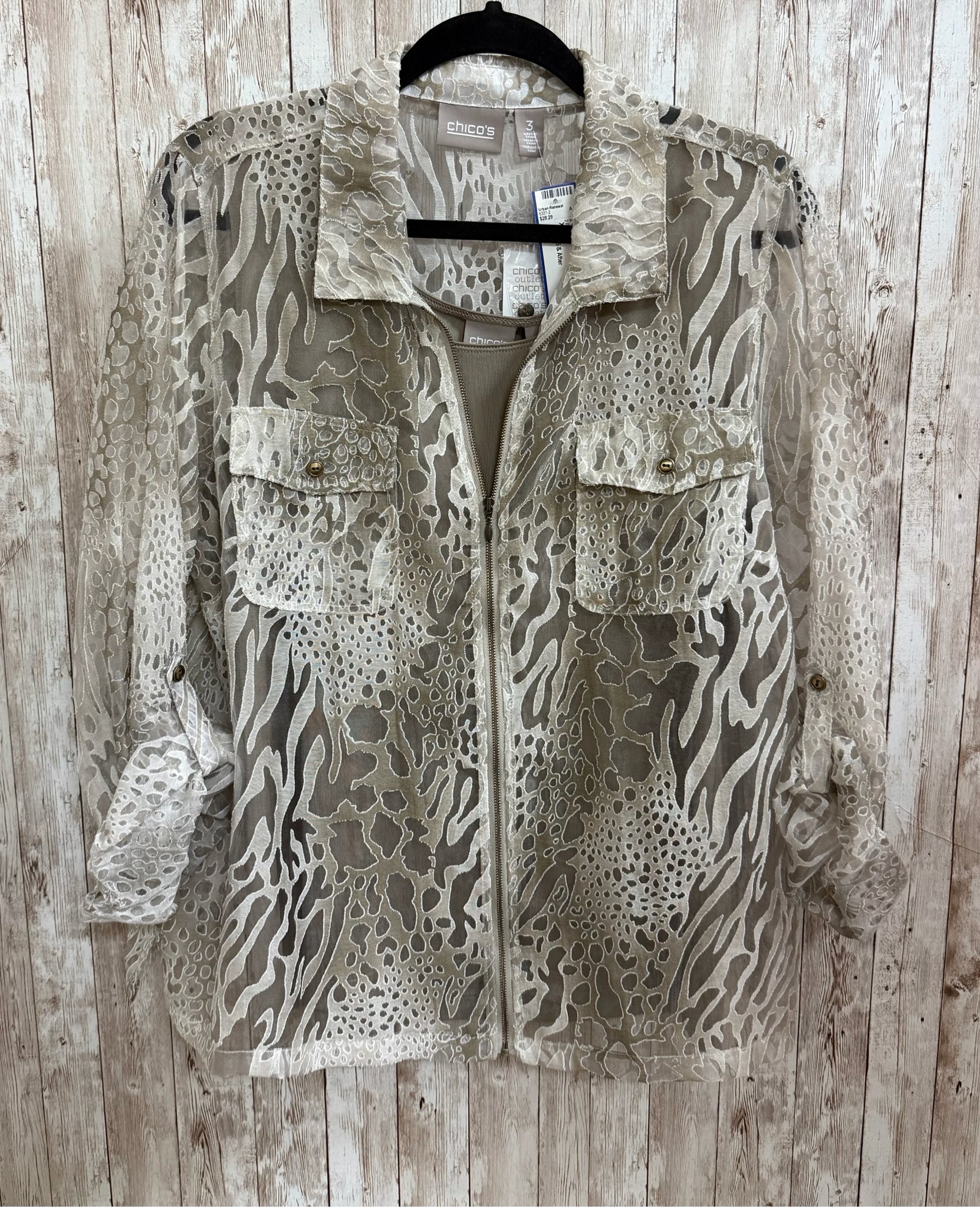 Size XL CHICO'S Taupe 2 PC Top
