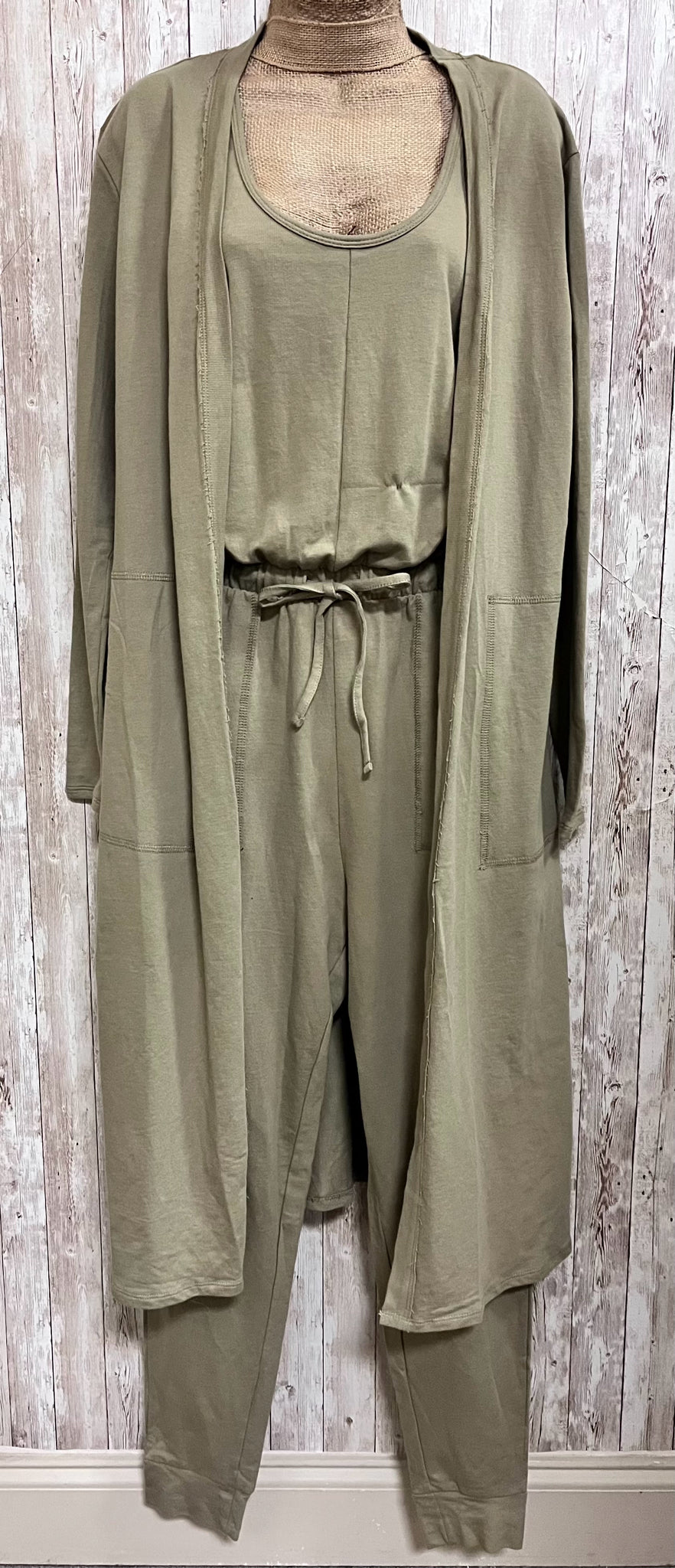 ZENANA Size S Olive 2 PC PANT SET