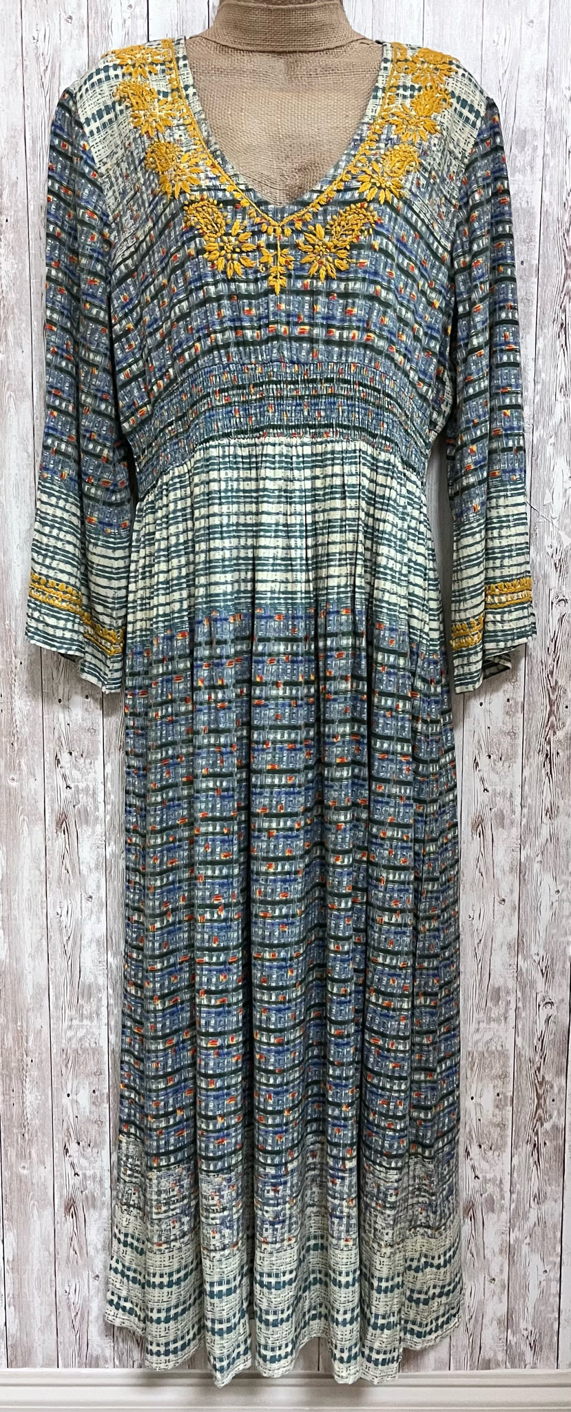 Size L/XL URBAN MANGOZ YELLOW AND BLUE FLORAL Dress