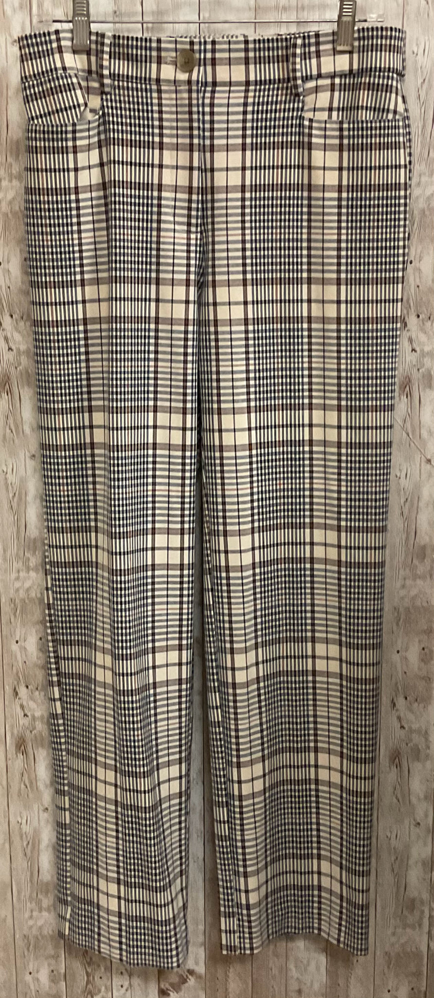 Size 4 LOFT TAN AND BLACK PLAID Pants
