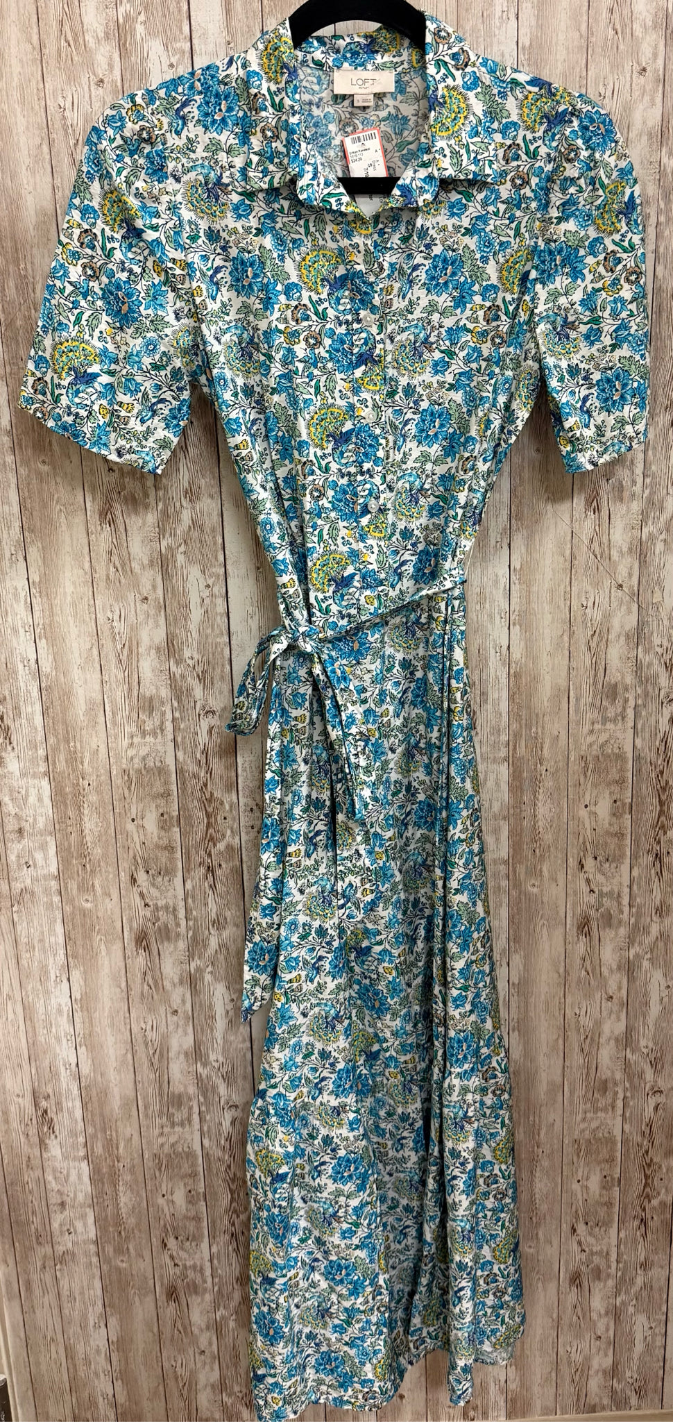 Size S LOFT WHITE AND BLUE FLORAL Dress