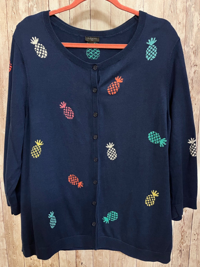 Size 2X TALBOTS Navy Print 2 PC Top