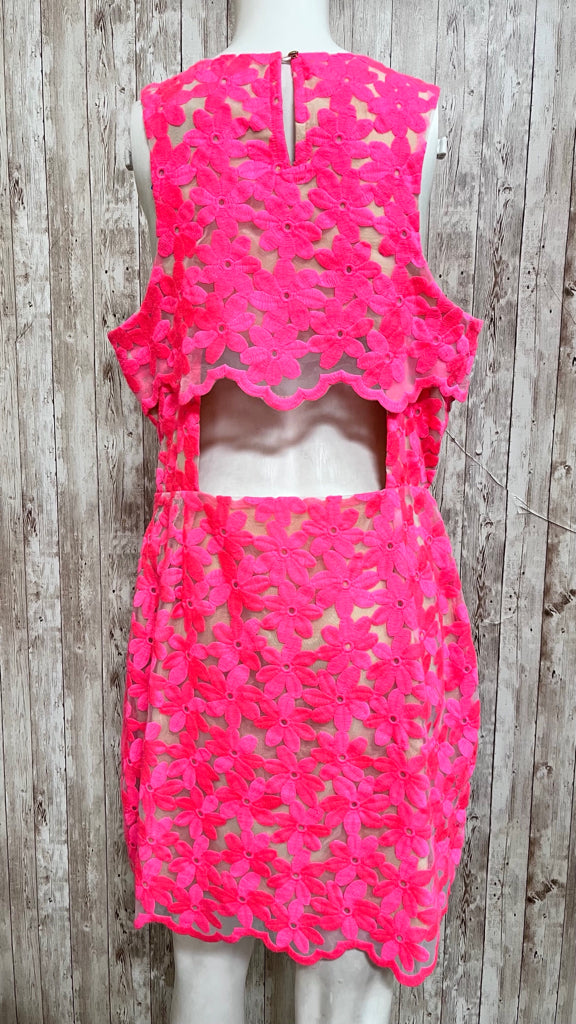 ADELYN RAE Size L NEON PINK FLORAL Dress