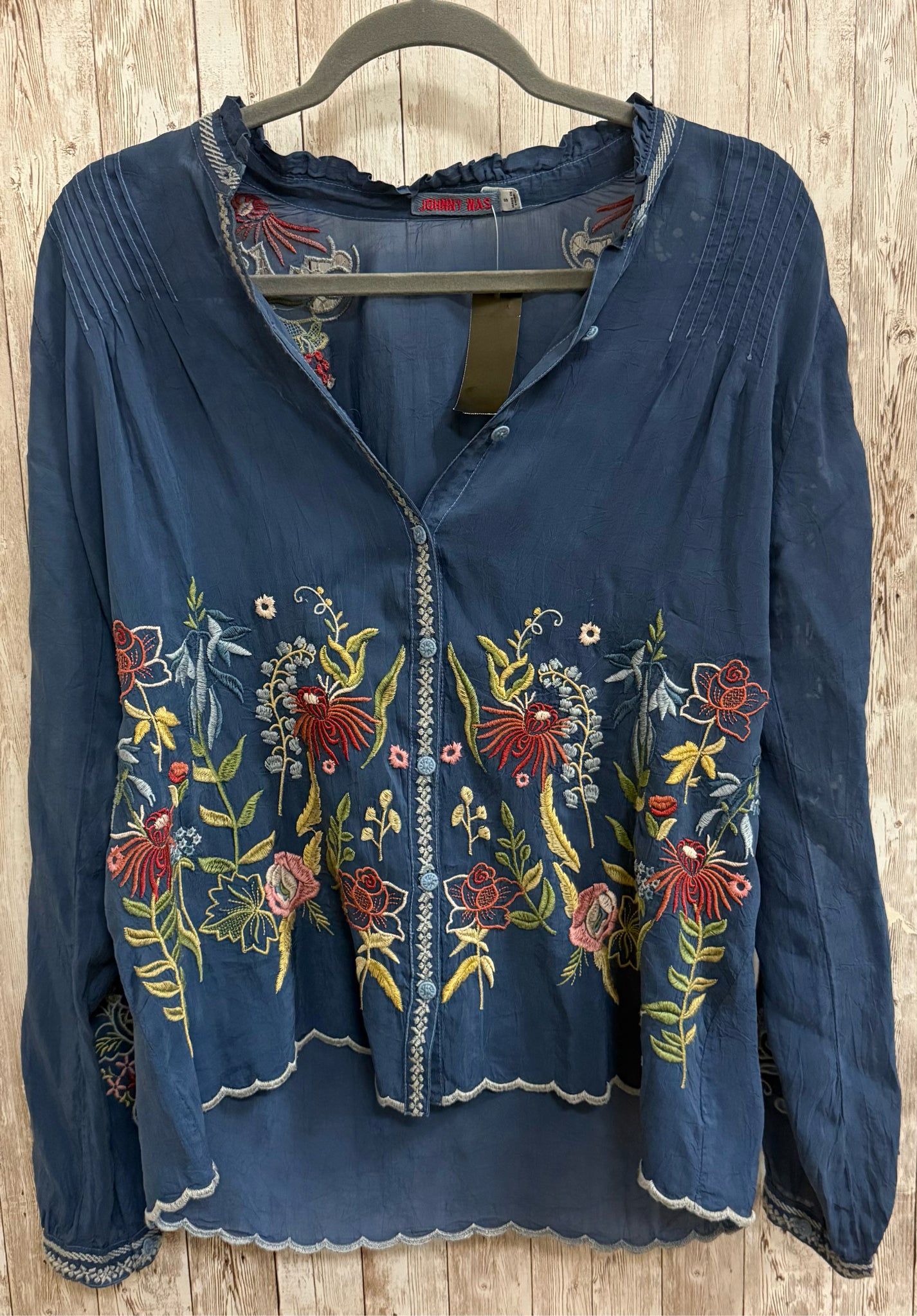 Size S JOHNNY WAS Blue Print Top