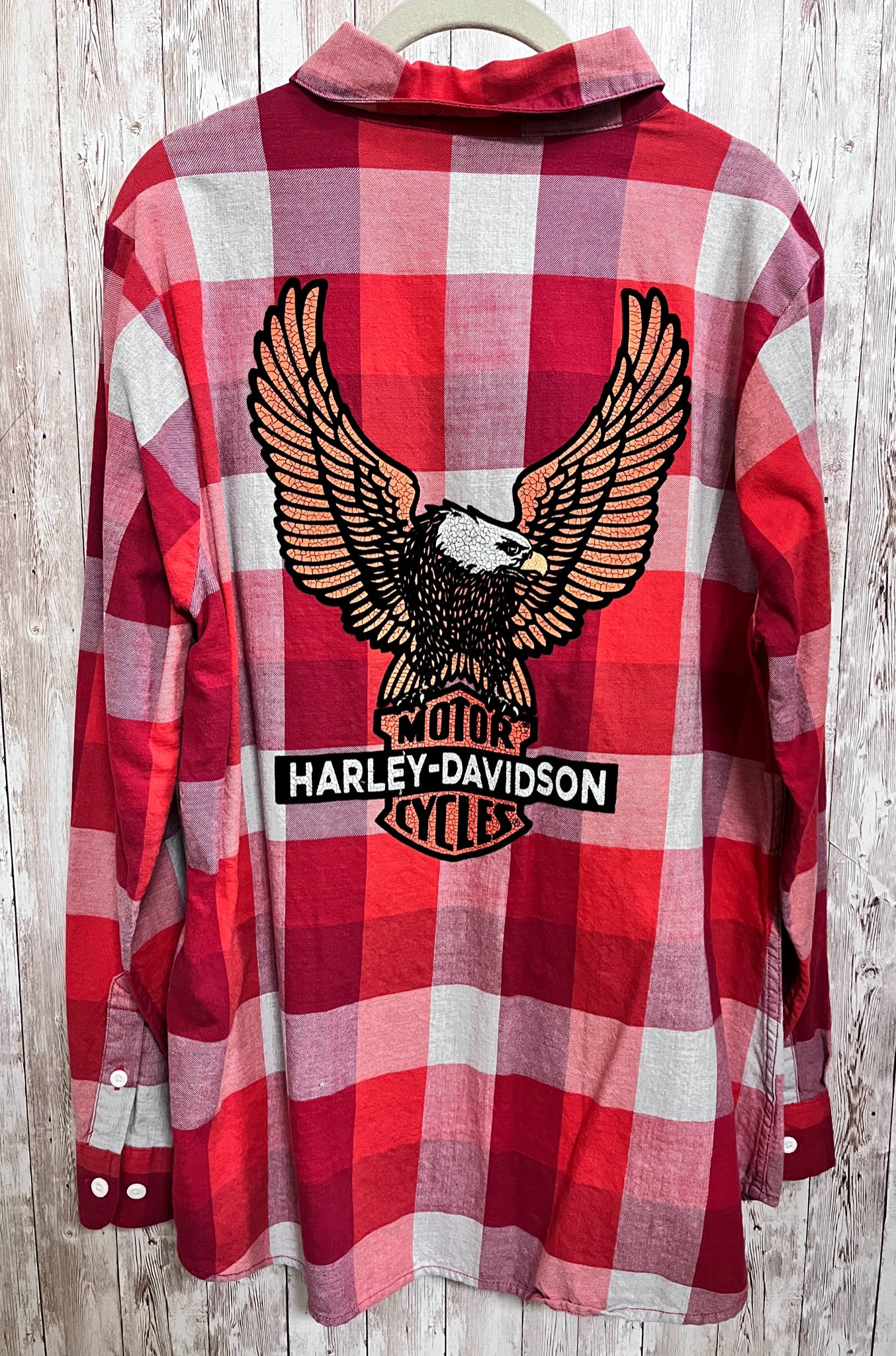 HARLEY DAVIDSON Size XL RED AND GRAY PLAID Shirt