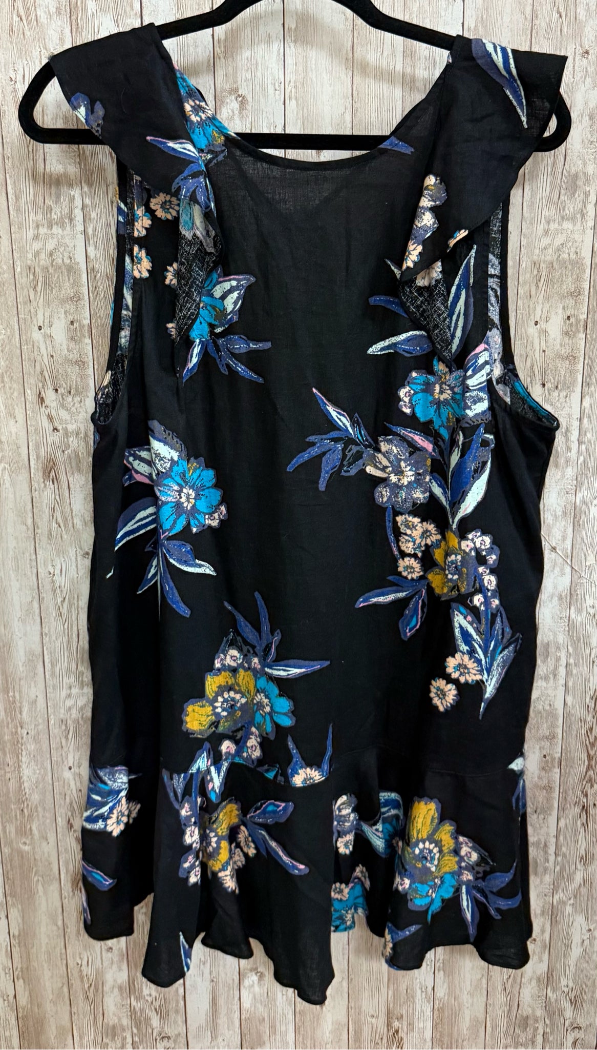Size L FREE PEOPLE BLACK AND BLUE FLORAL Dress